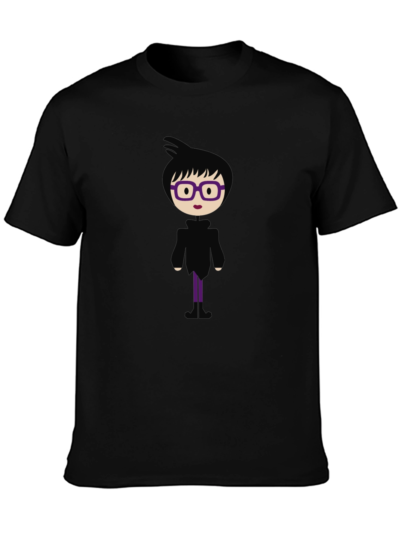 Fun Cartoon Graphic Print Black T-Shirt