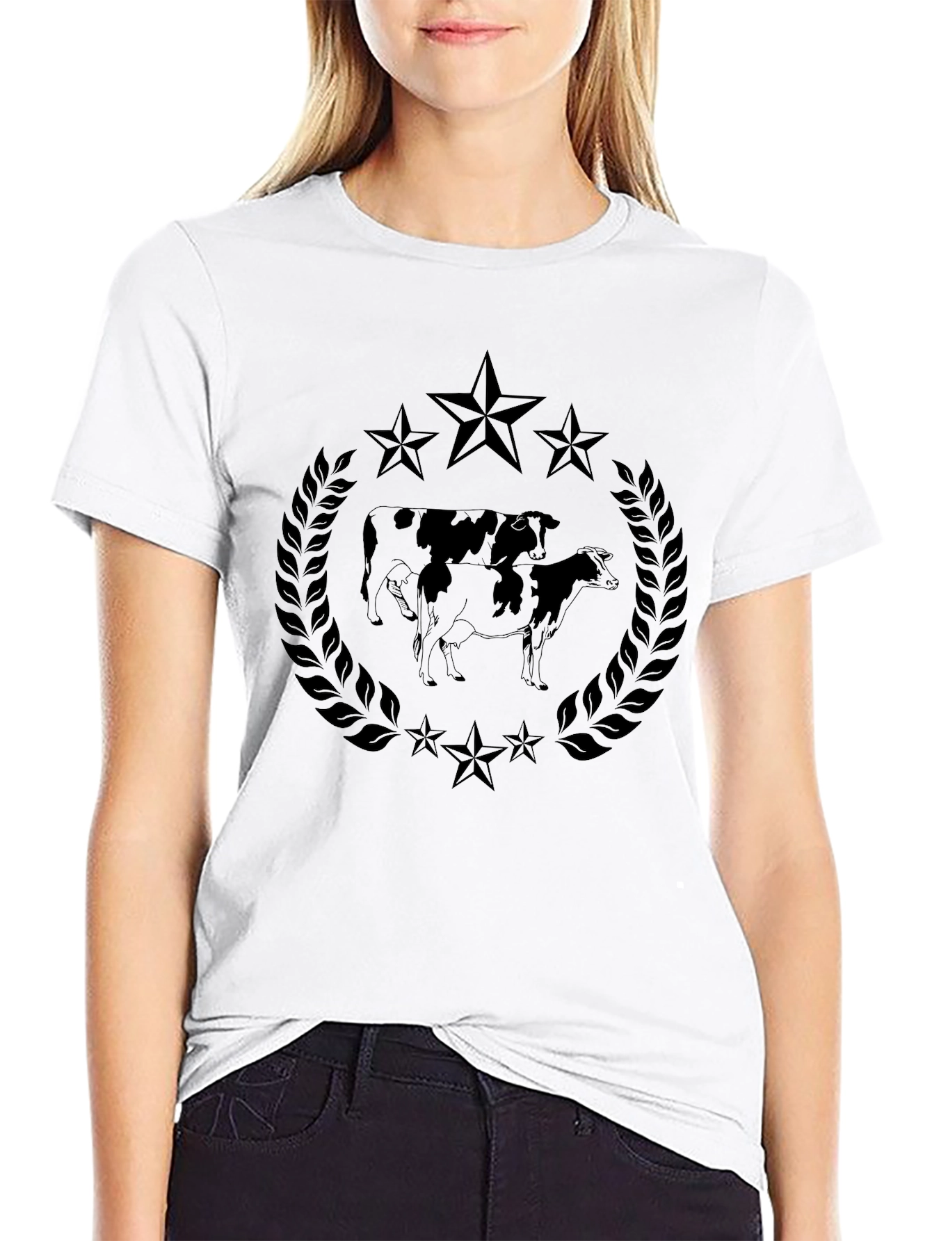 Cow Stars Black Graphic Tee