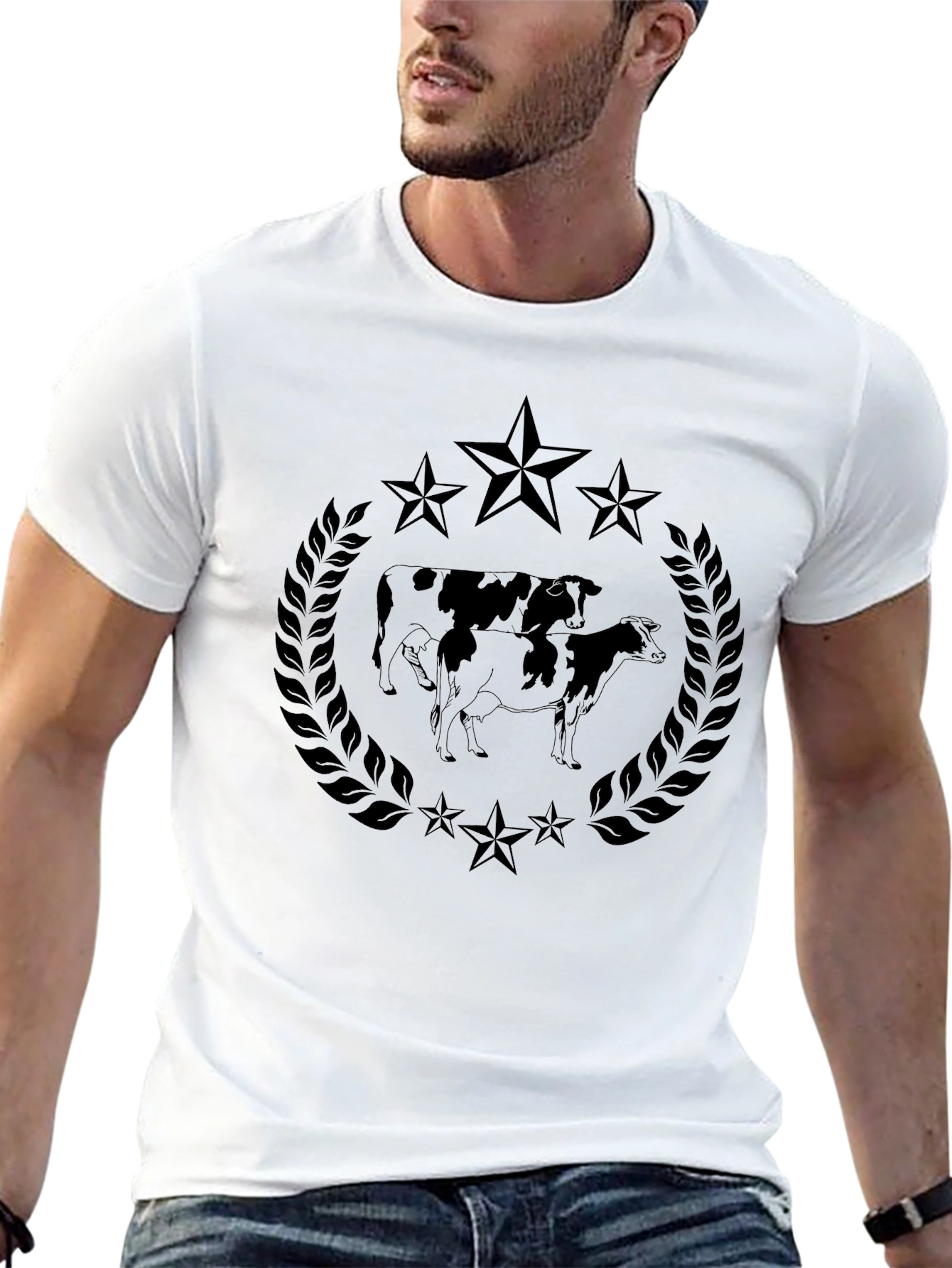 Cow Stars Black Graphic Tee