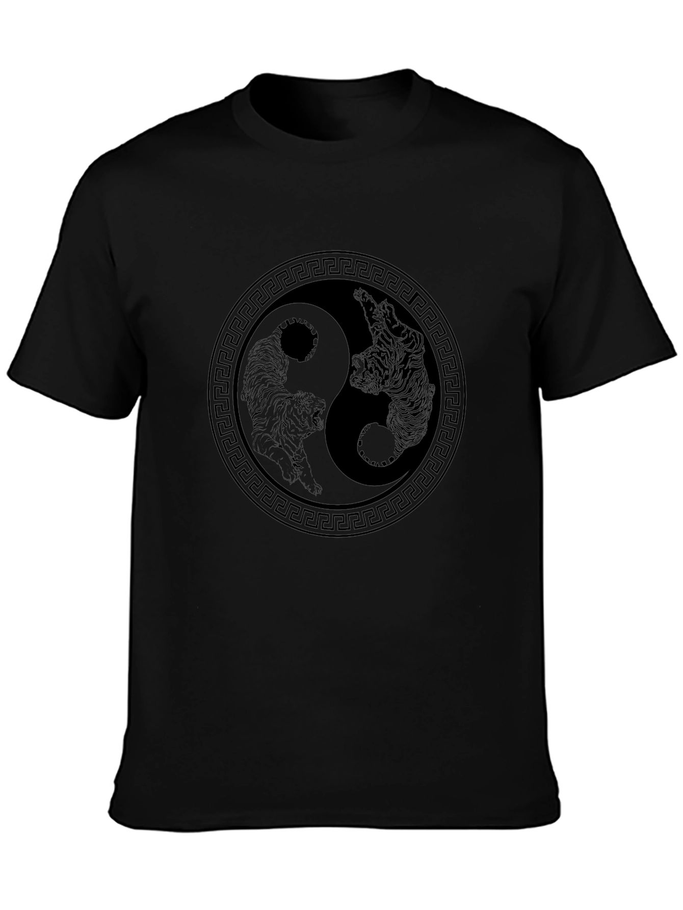 Yin Yang Tiger Graphic Tee - Black