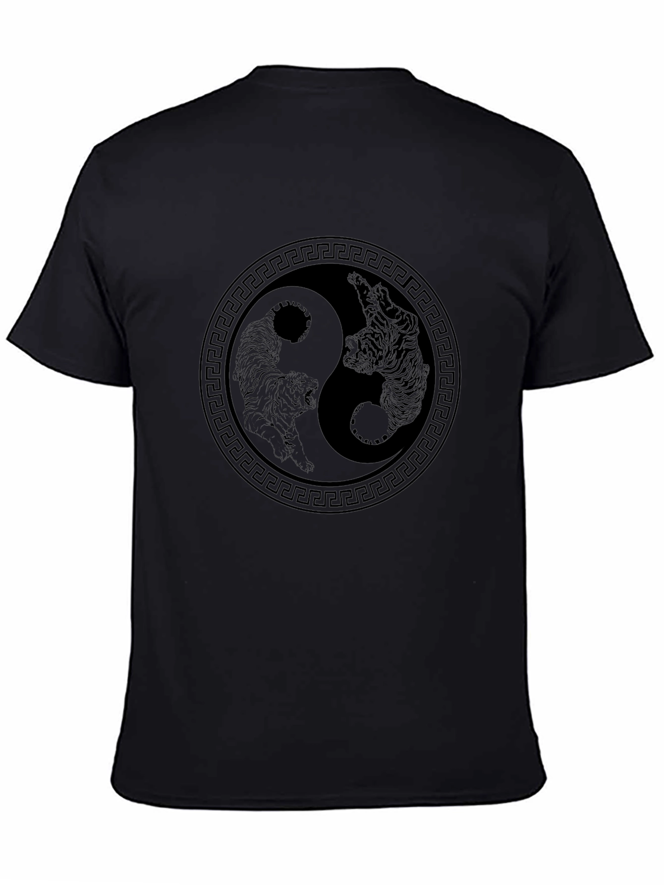 Yin Yang Tiger Graphic Tee - Black