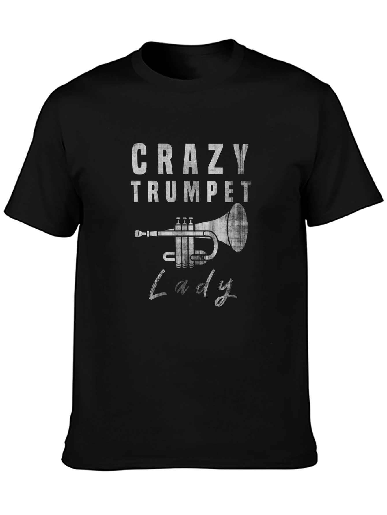 Crazy Trumpet Lady Black T-Shirt