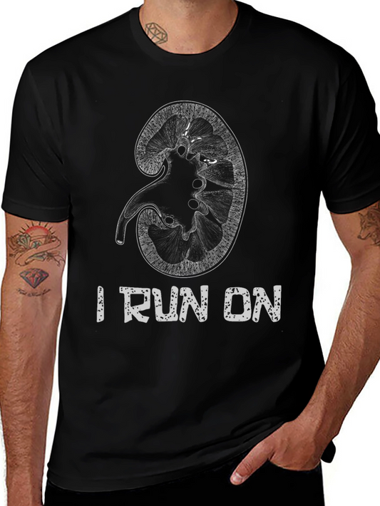I Run On Kidney Black Graphic T-Shirt