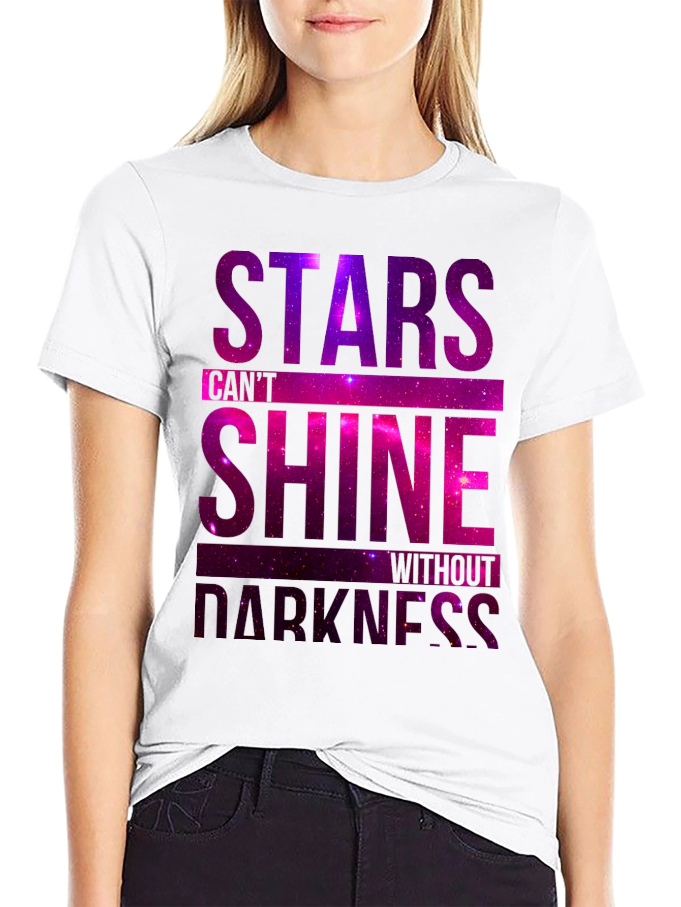 Stars Shine T-Shirt: Galaxy Print Motivational Tee