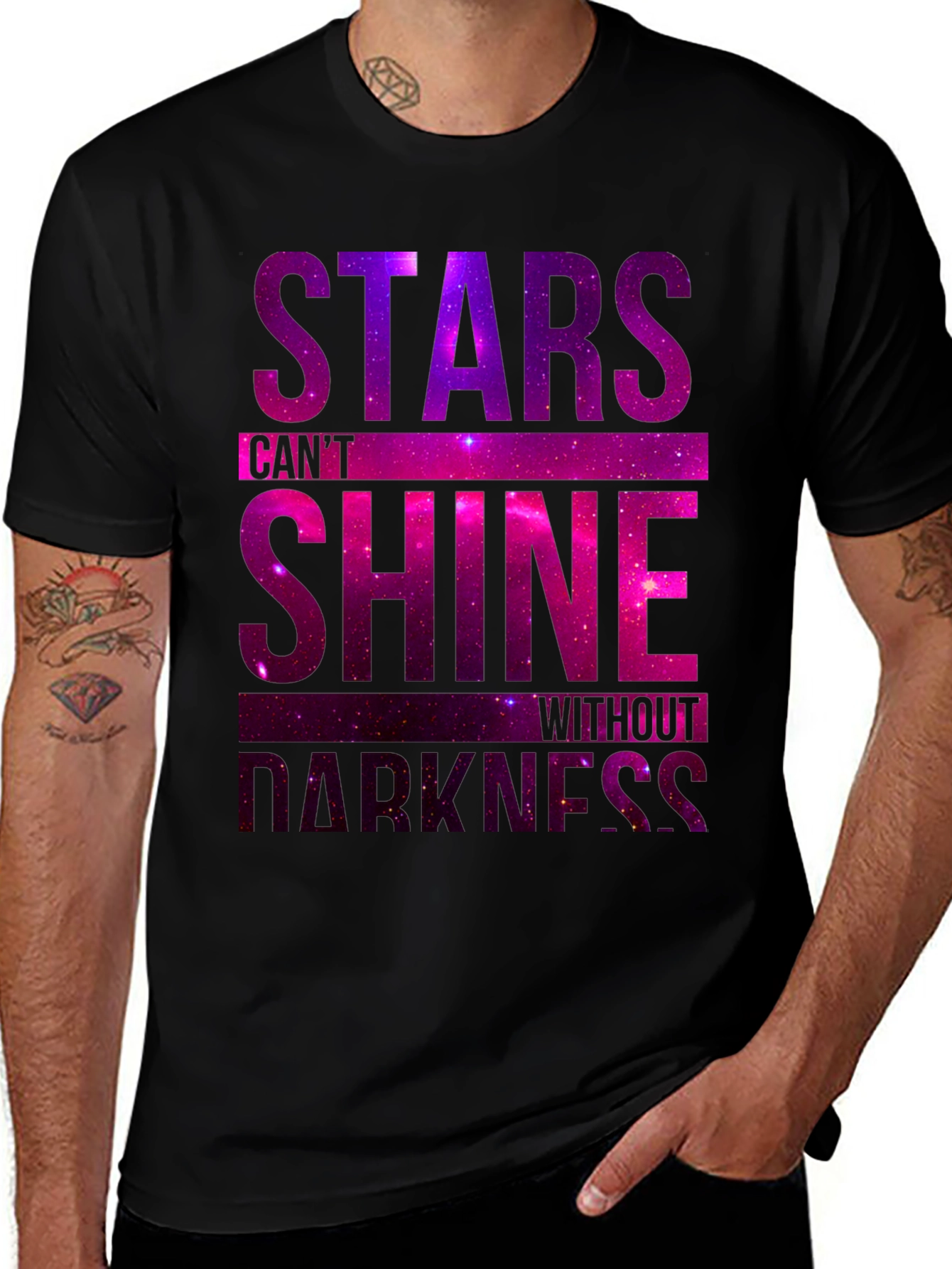 Stars Shine T-Shirt: Galaxy Print Motivational Tee