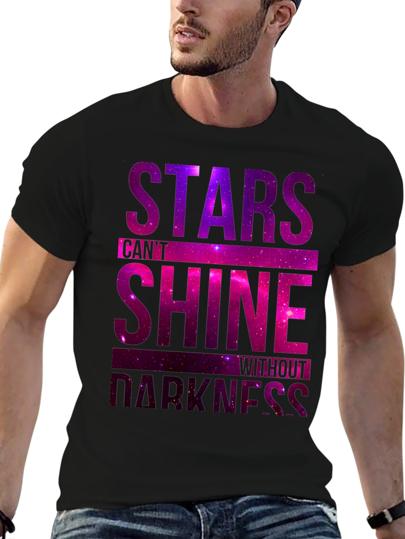Stars Shine T-Shirt: Galaxy Print Motivational Tee