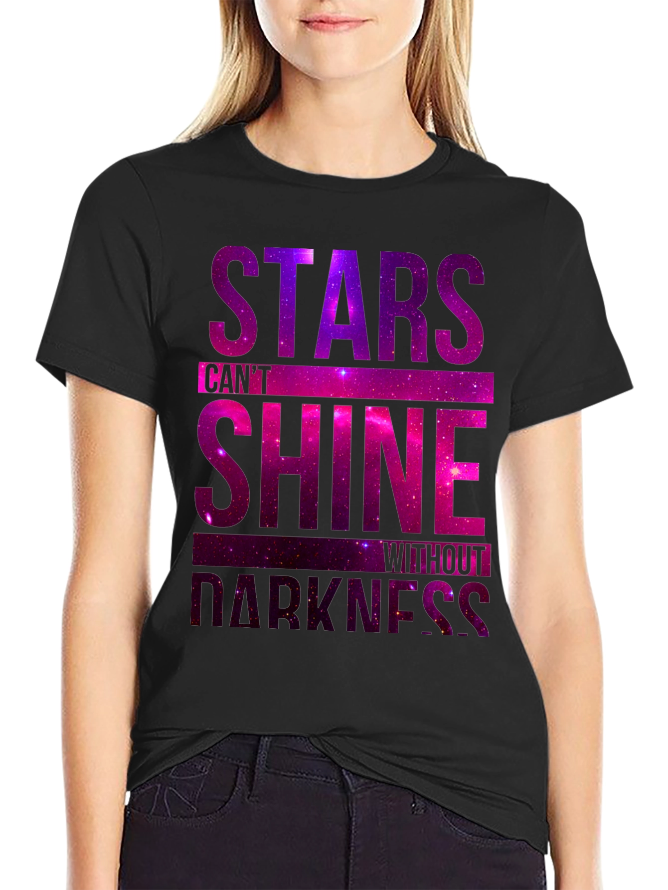 Stars Shine T-Shirt: Galaxy Print Motivational Tee