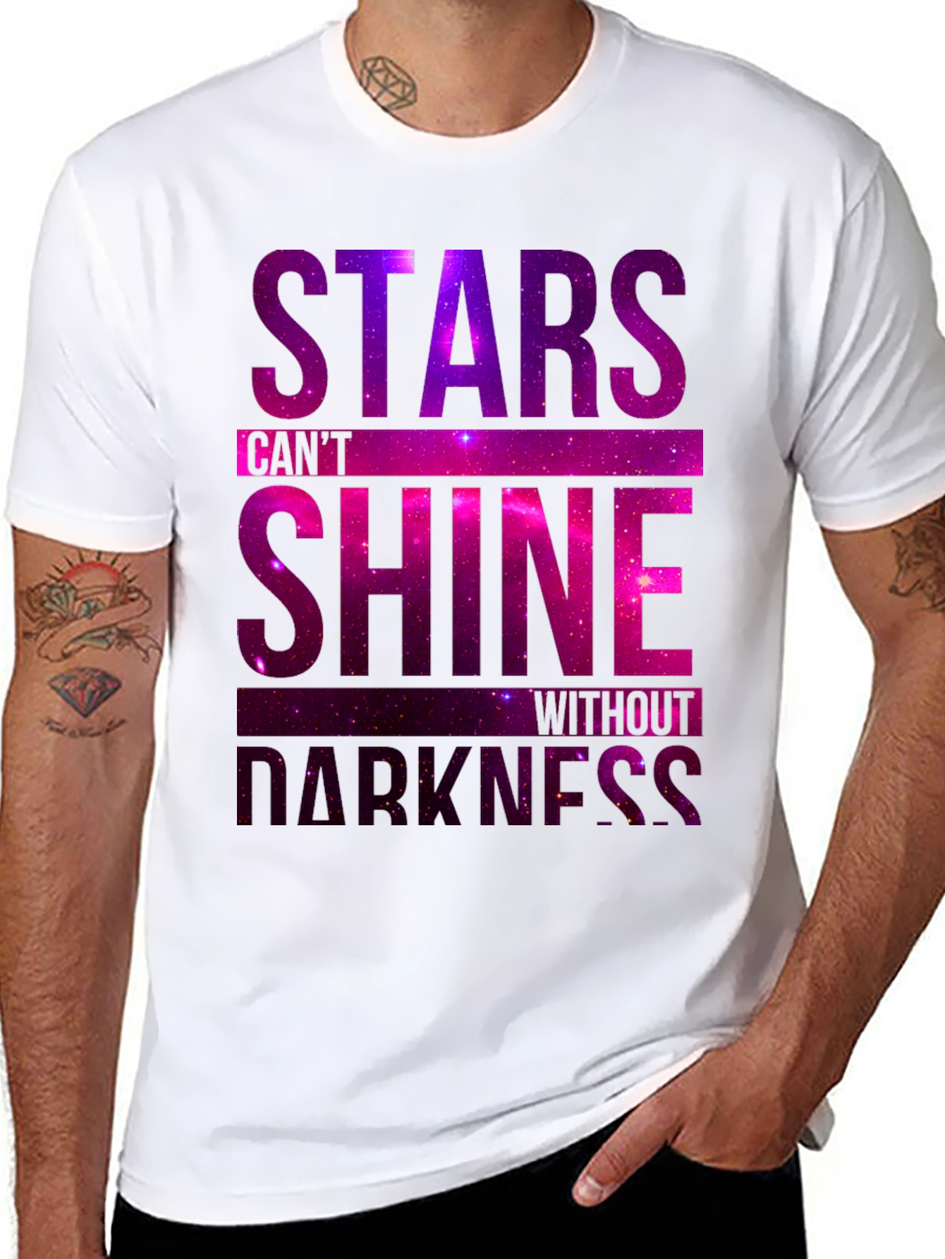 Stars Shine T-Shirt: Galaxy Print Motivational Tee