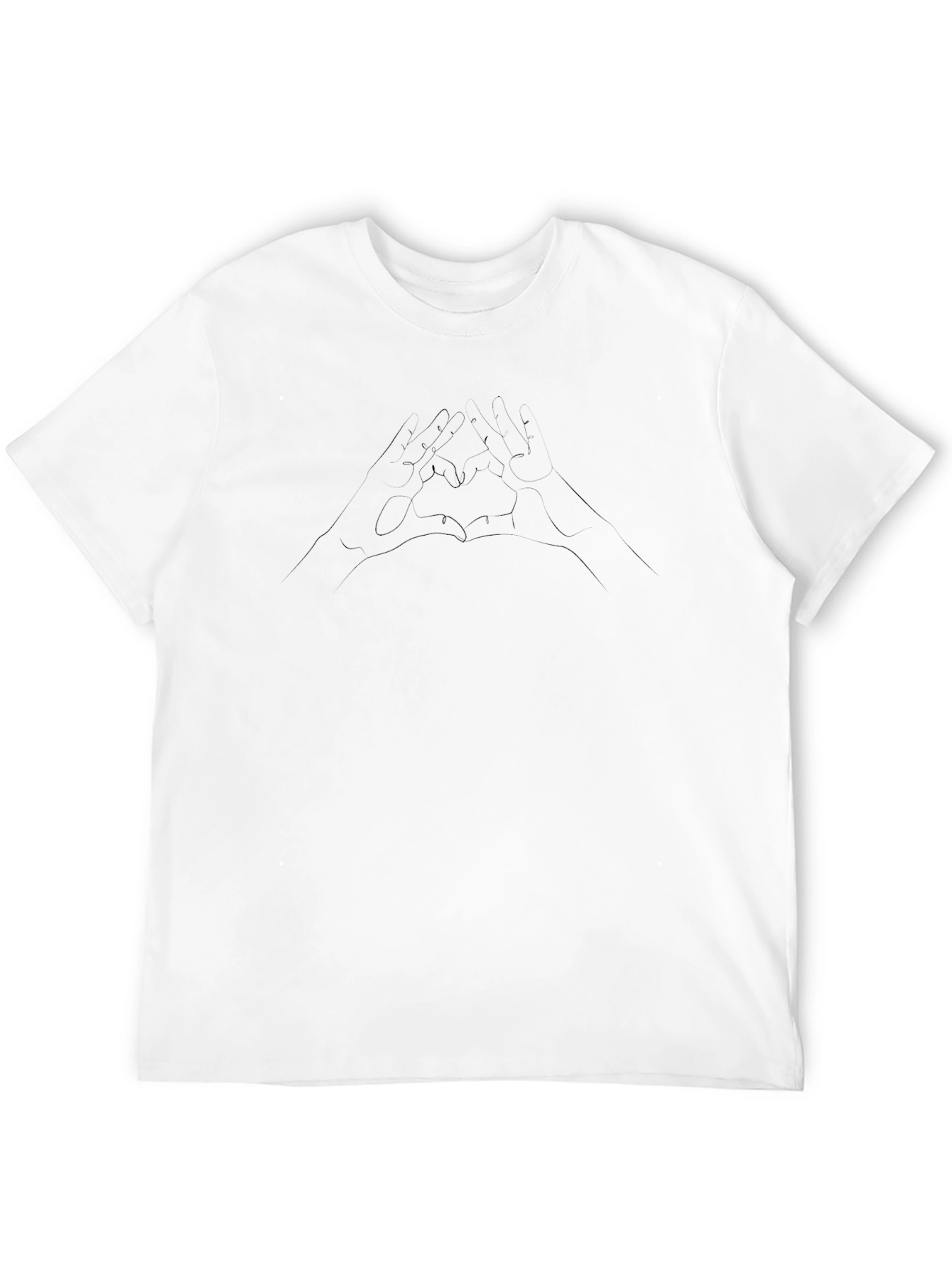 Minimalist Heart Hands Graphic Black T-Shirt