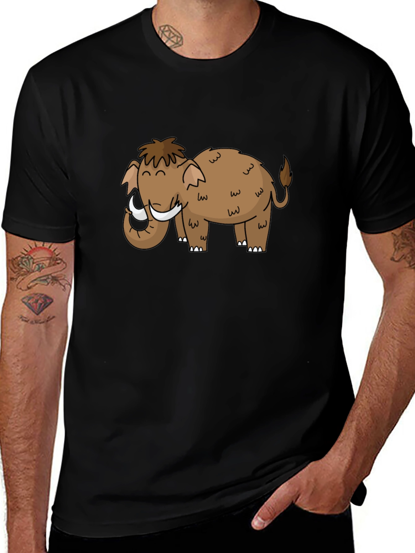 Mammoth Cartoon Black T-Shirt
