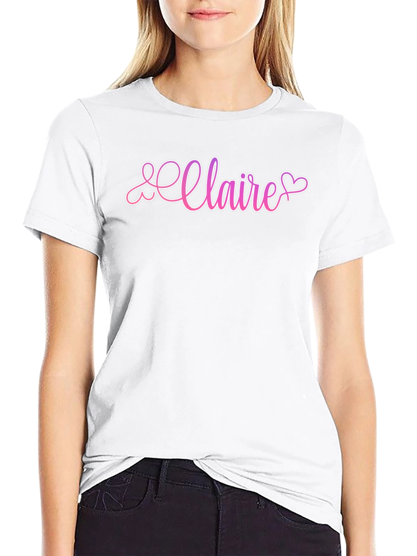 Claire Heart Script Black T-Shirt