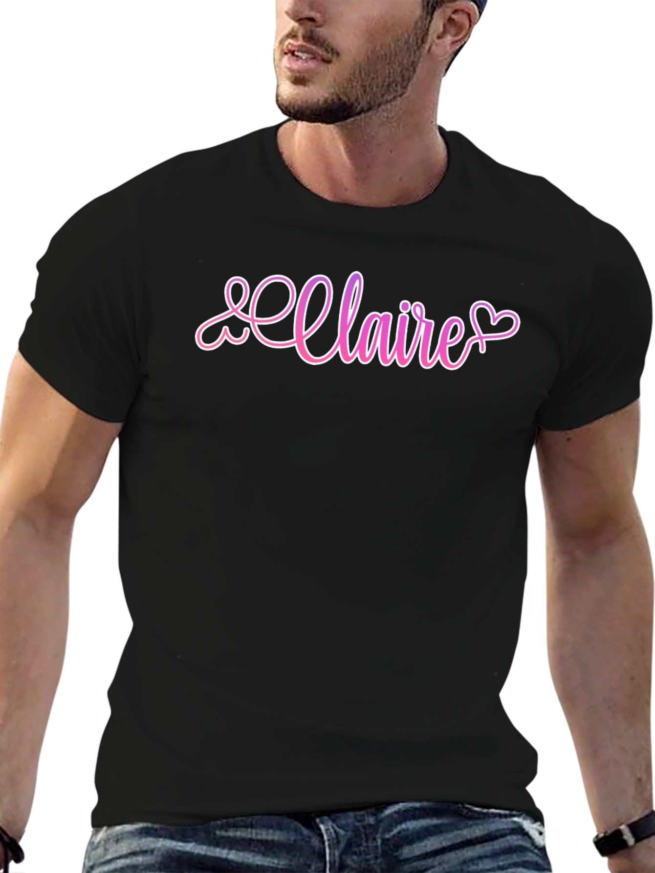 Claire Heart Script Black T-Shirt