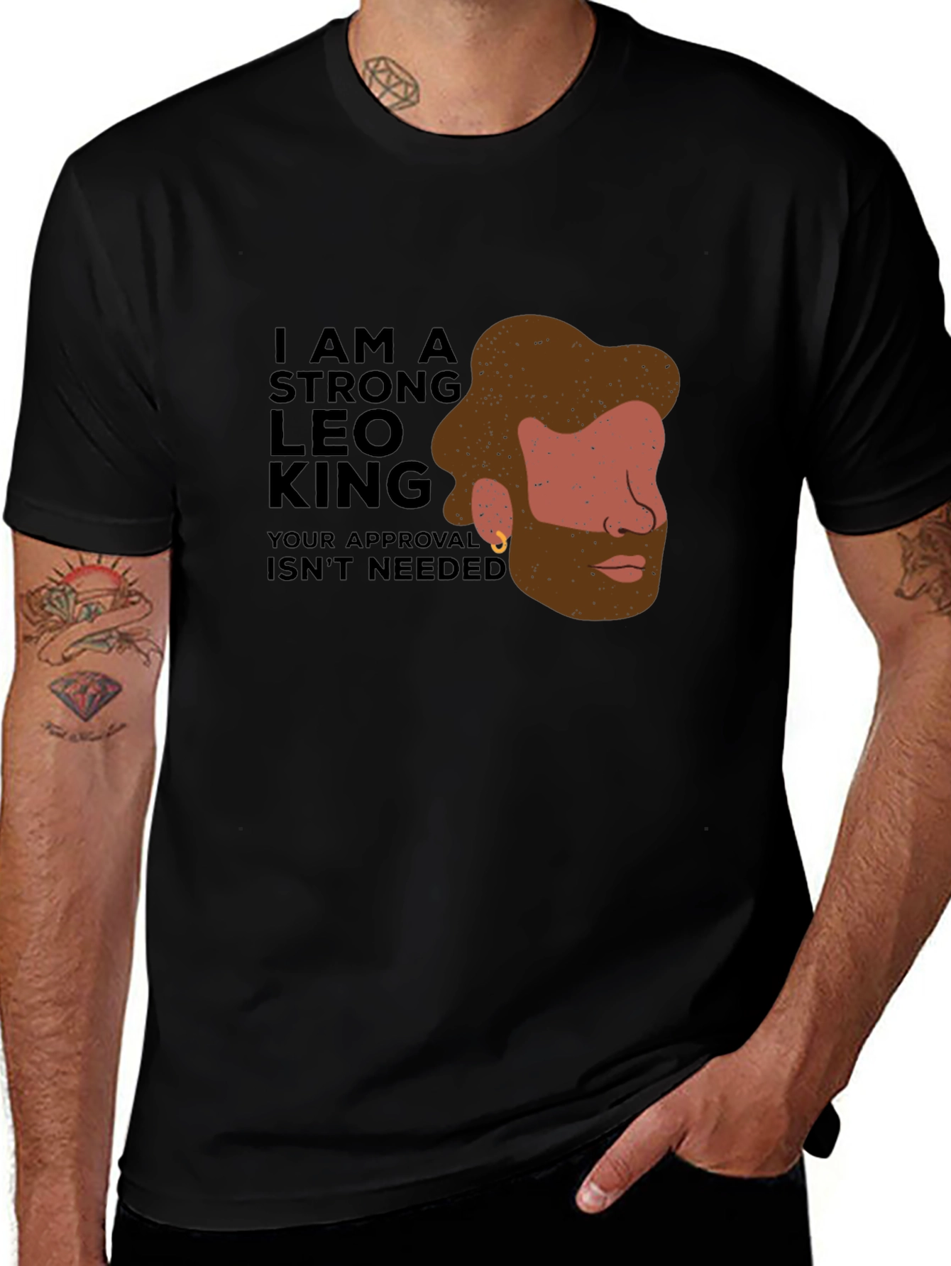 Strong Leo King Graphic Tee - Bold Statement Shirt