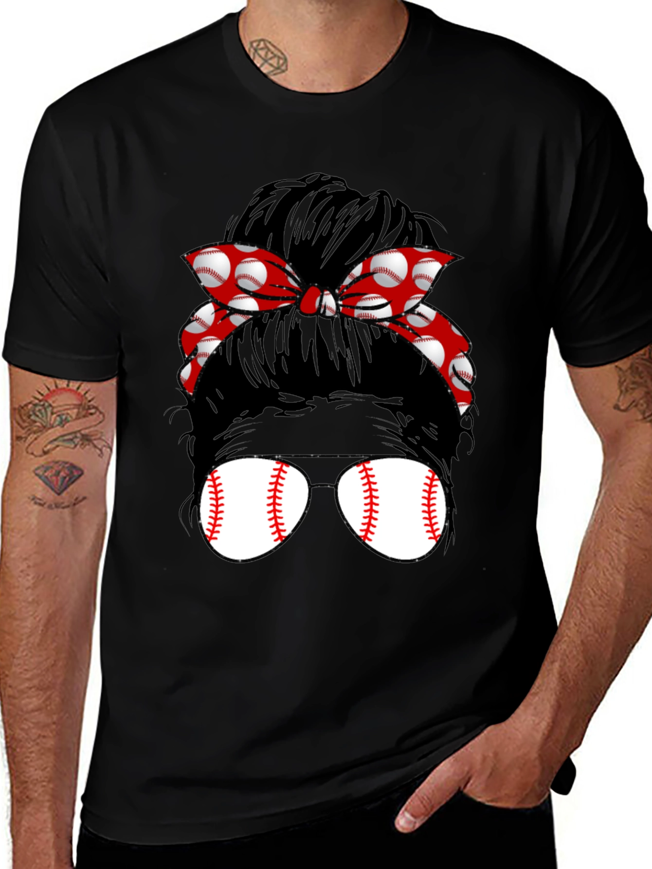 Baseball Mom Messy Bun T-Shirt