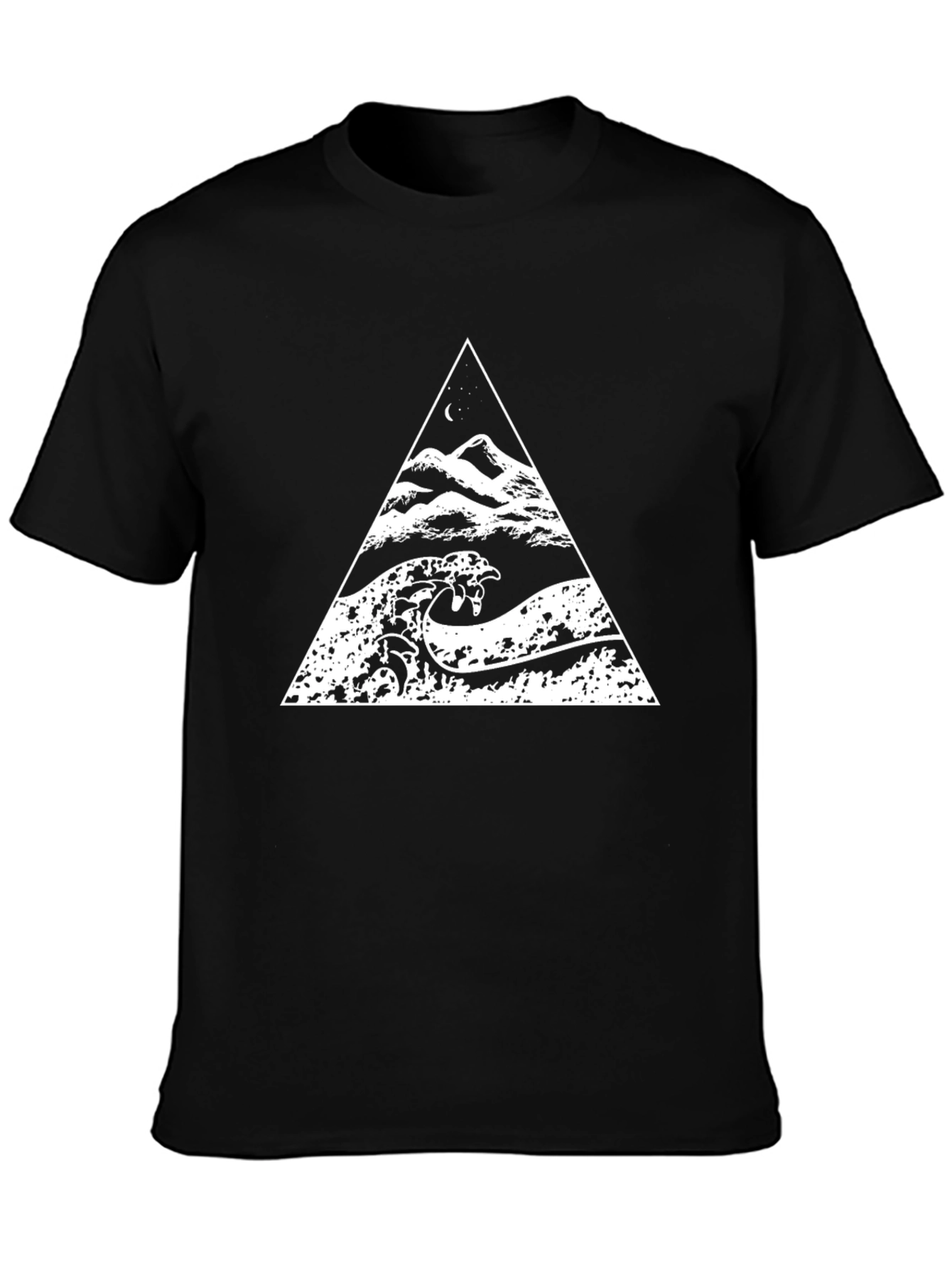 Triangle Wave Graphic Black T-Shirt
