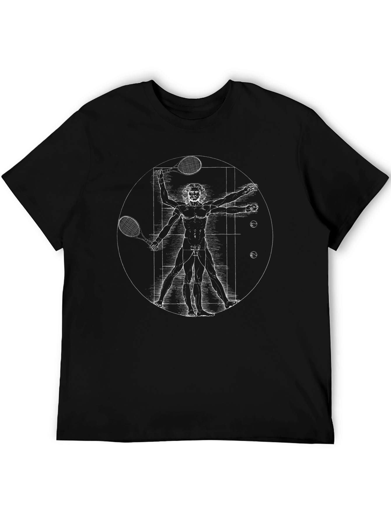 Vitruvian Man Tennis Graphic T-Shirt
