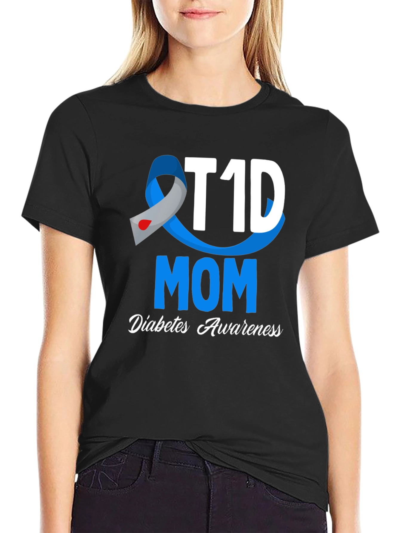 T1D Mom Diabetes Awareness Graphic T-Shirt