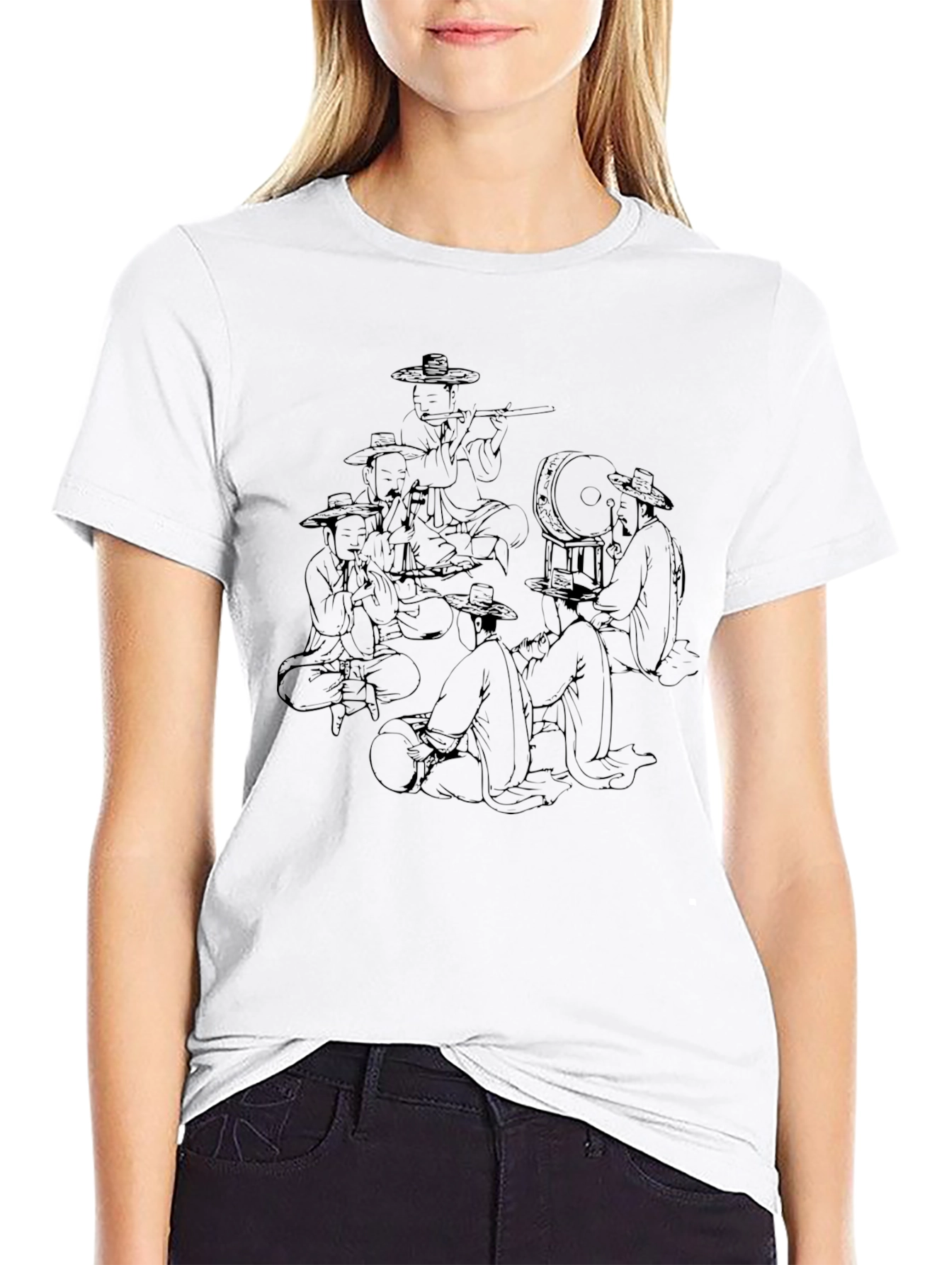 Mens Black T-Shirt with Musicians Graphic