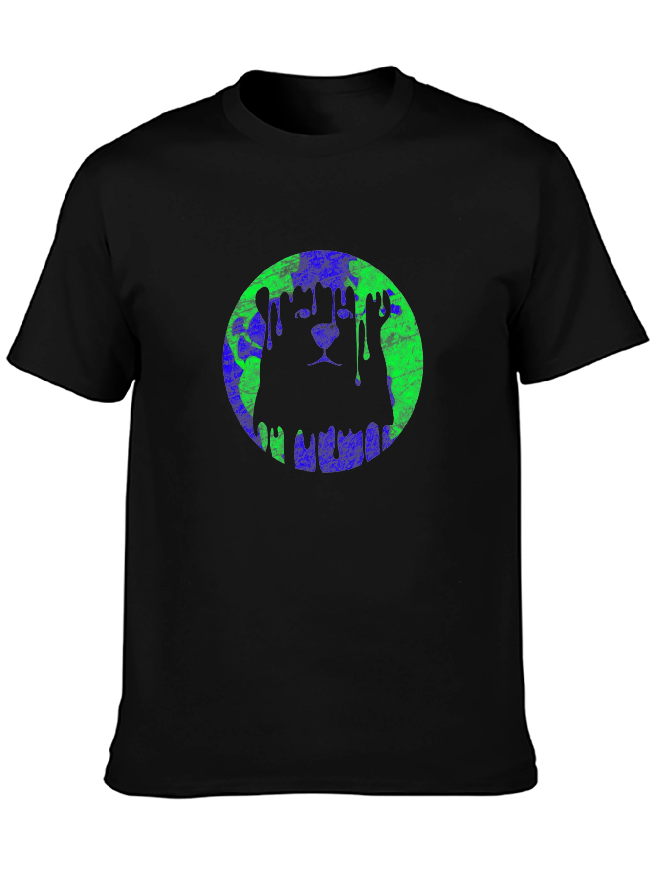 Graphic Lion Earth Drip Mens Black T-Shirt
