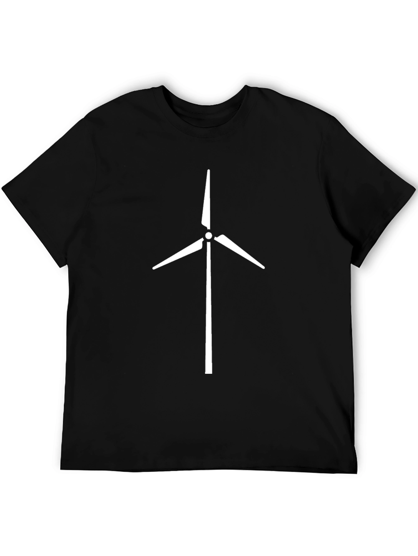 Eco-Friendly Wind Turbine Graphic Tee - Black