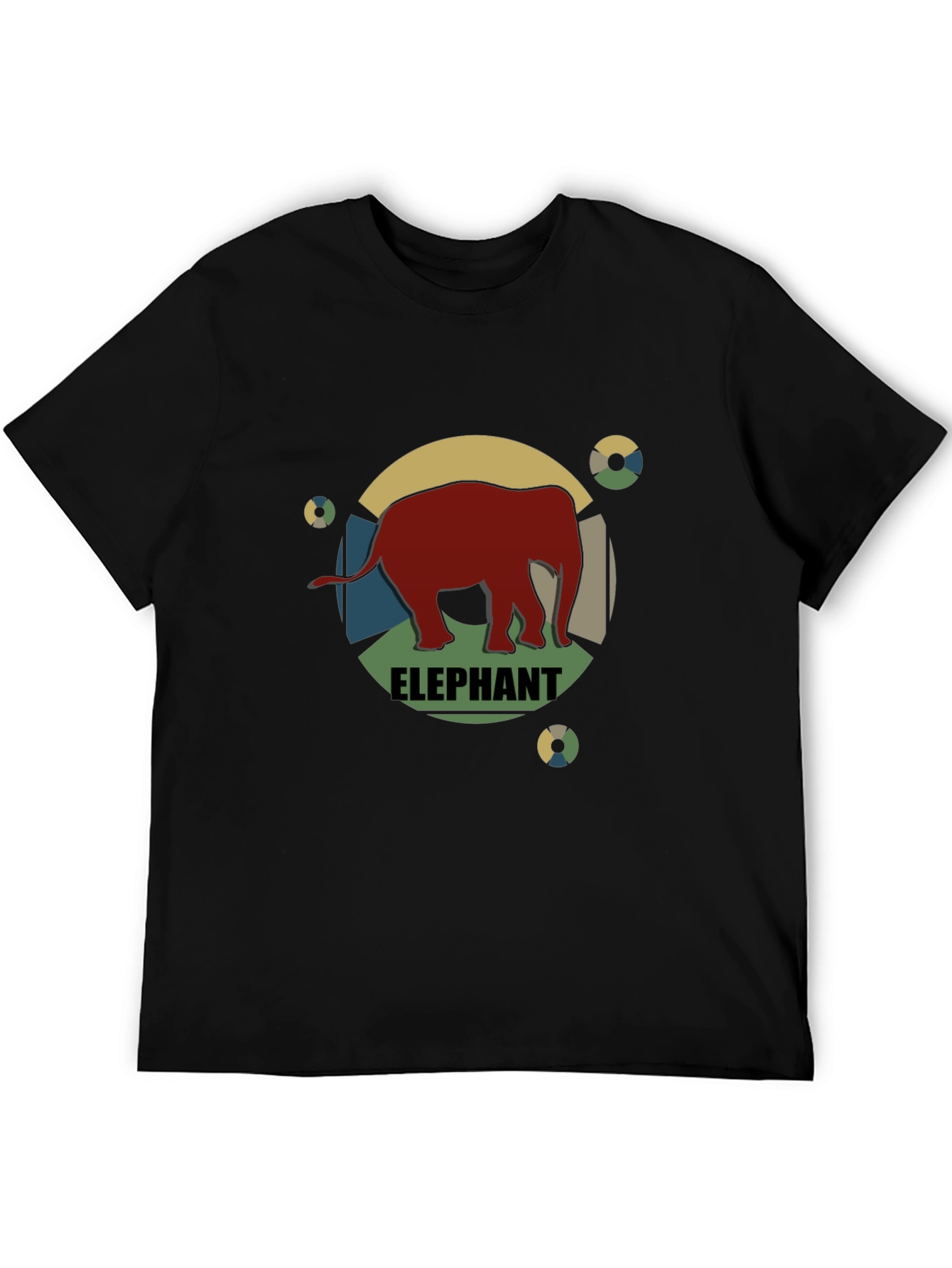 Retro Elephant Graphic Tee - Mens Black T-Shirt