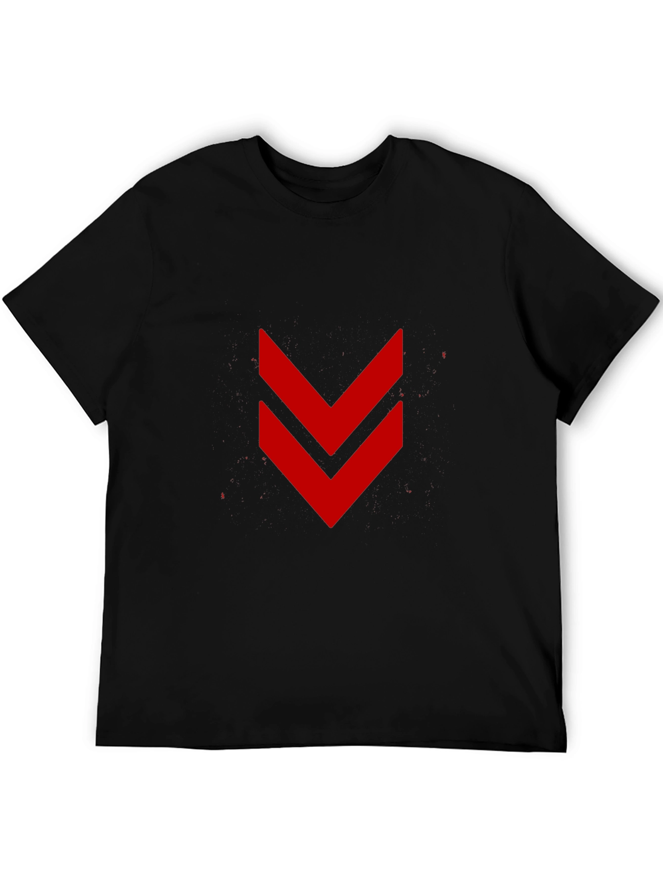 Modern Black Tee with Red Chevron Design
