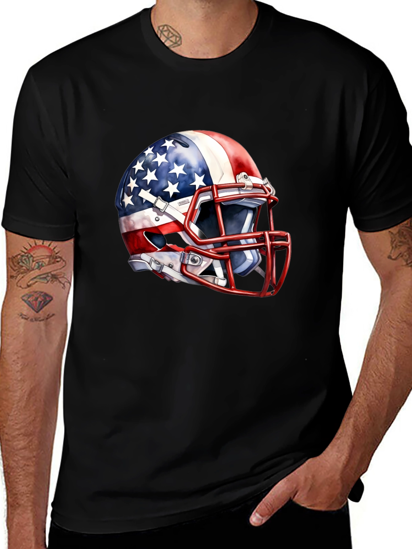 USA Flag Football Helmet Graphic Tee