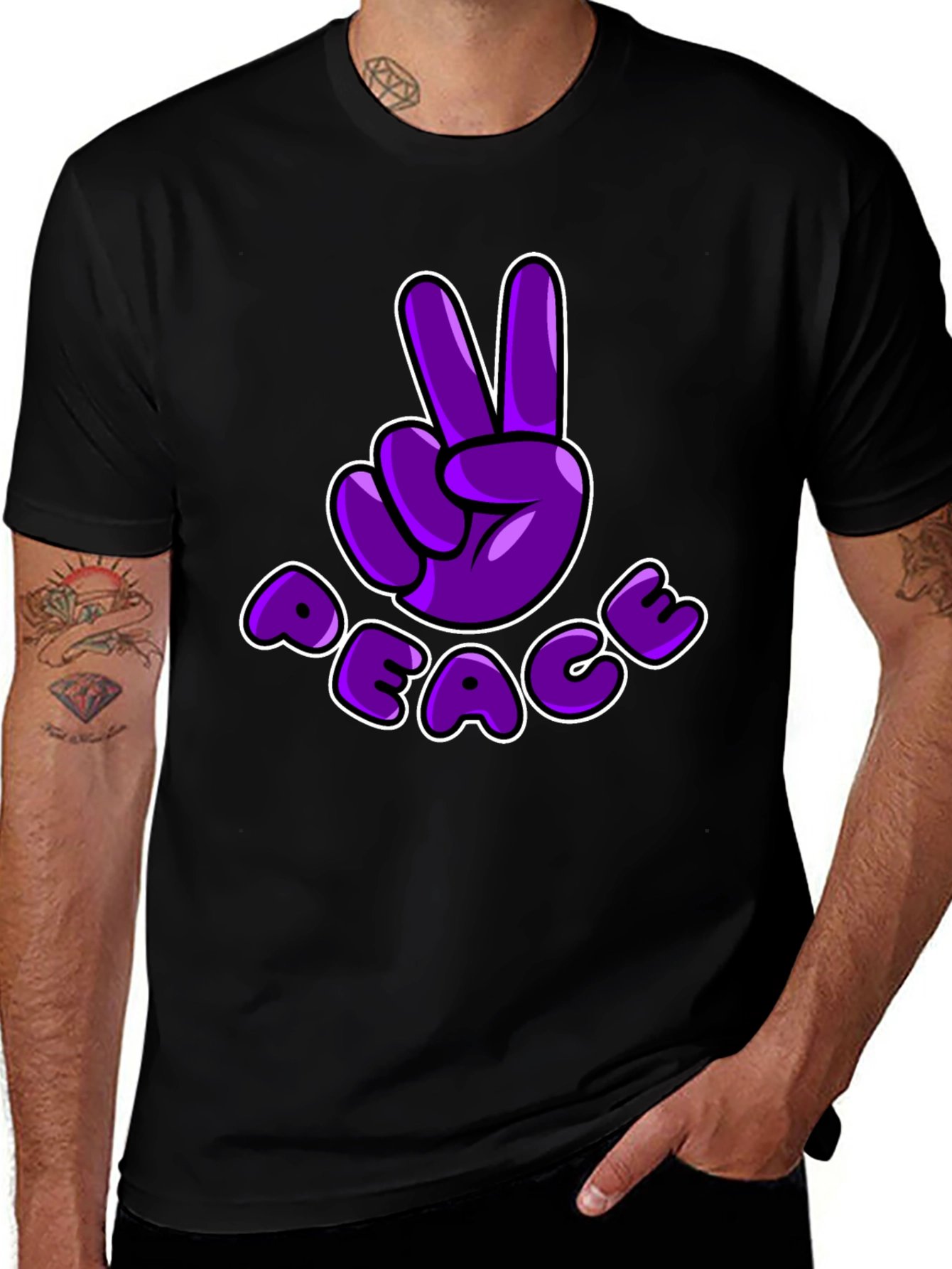 Peace Sign T-Shirt - Purple Cartoon Design