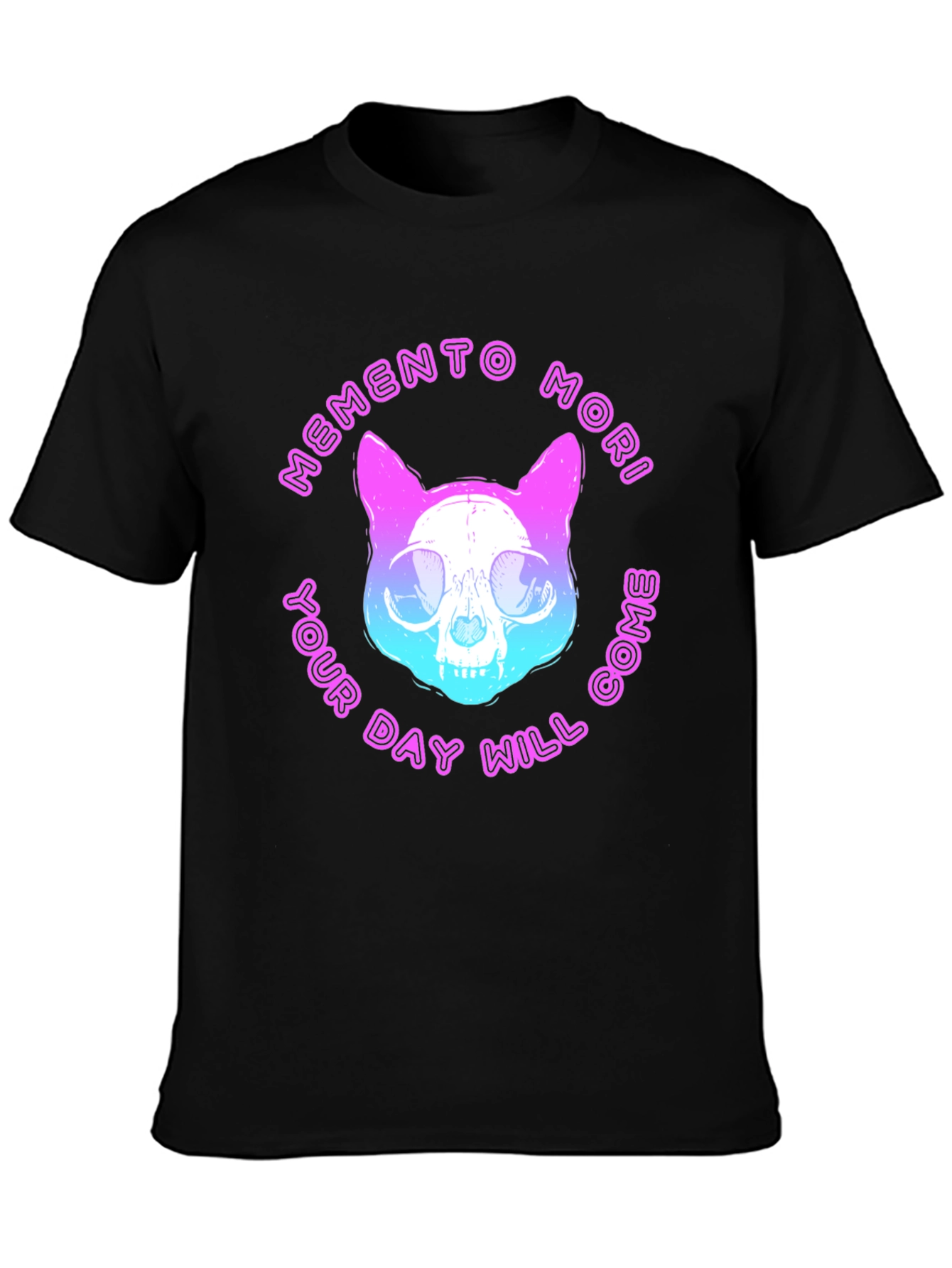 Memento Mori Cat Skull Graphic T-Shirt