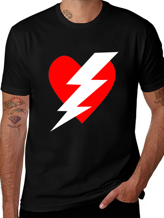 Heart Lightning Bolt Graphic Tee - Black