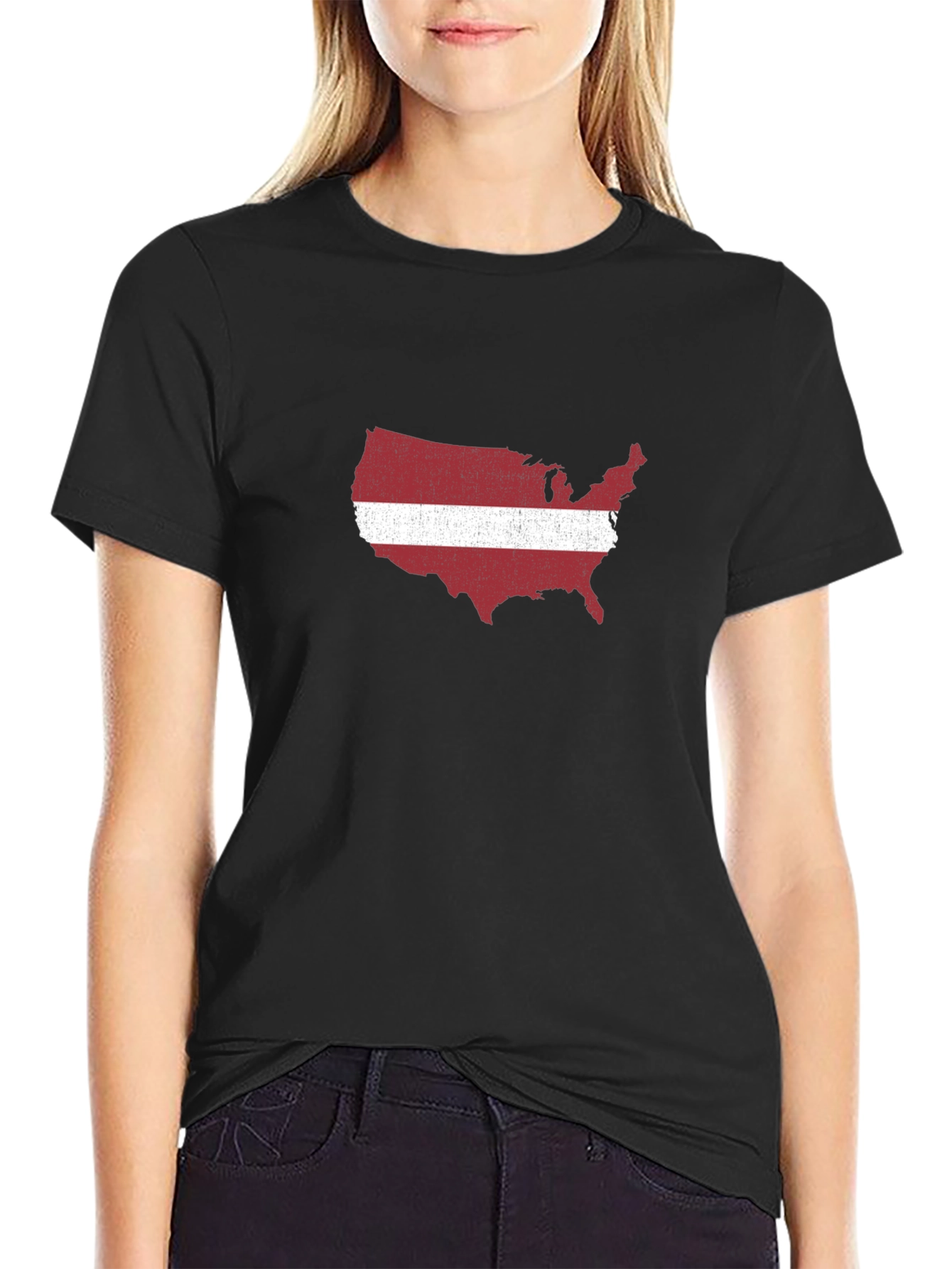 USA Latvia Flag Graphic T-Shirt
