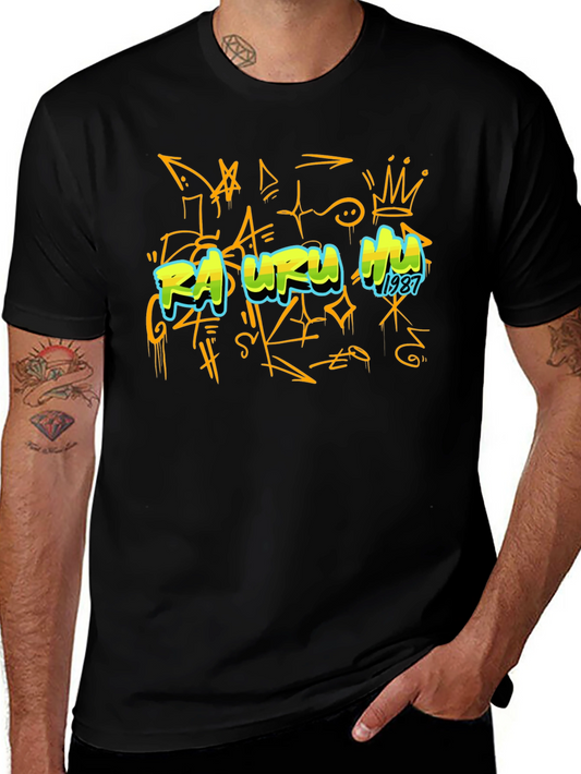Graffiti Art Black T-Shirt - Rasuru Hu 1987