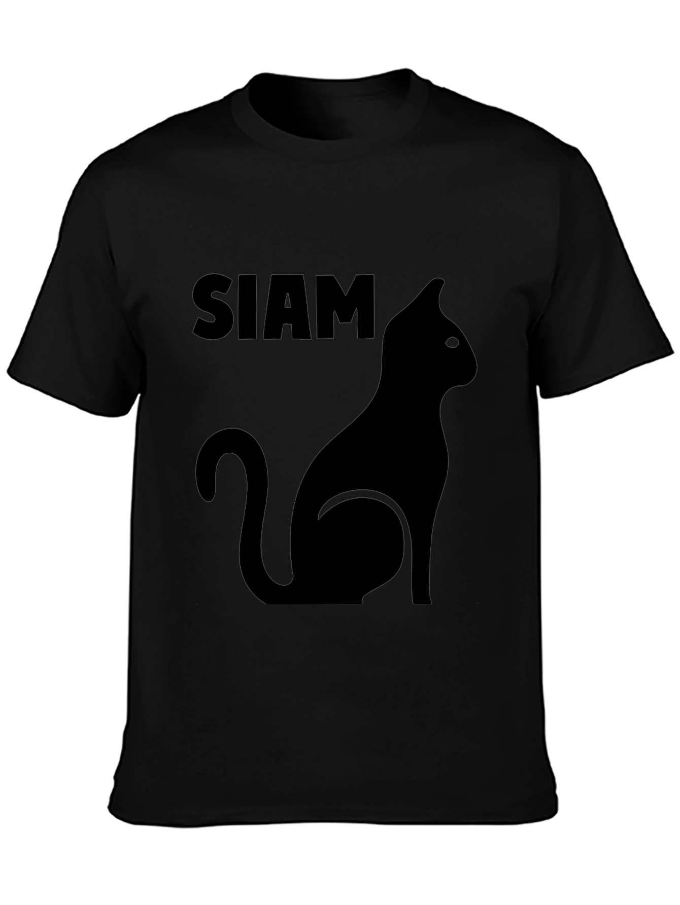 Siamese Cat Silhouette Graphic Tee - Black