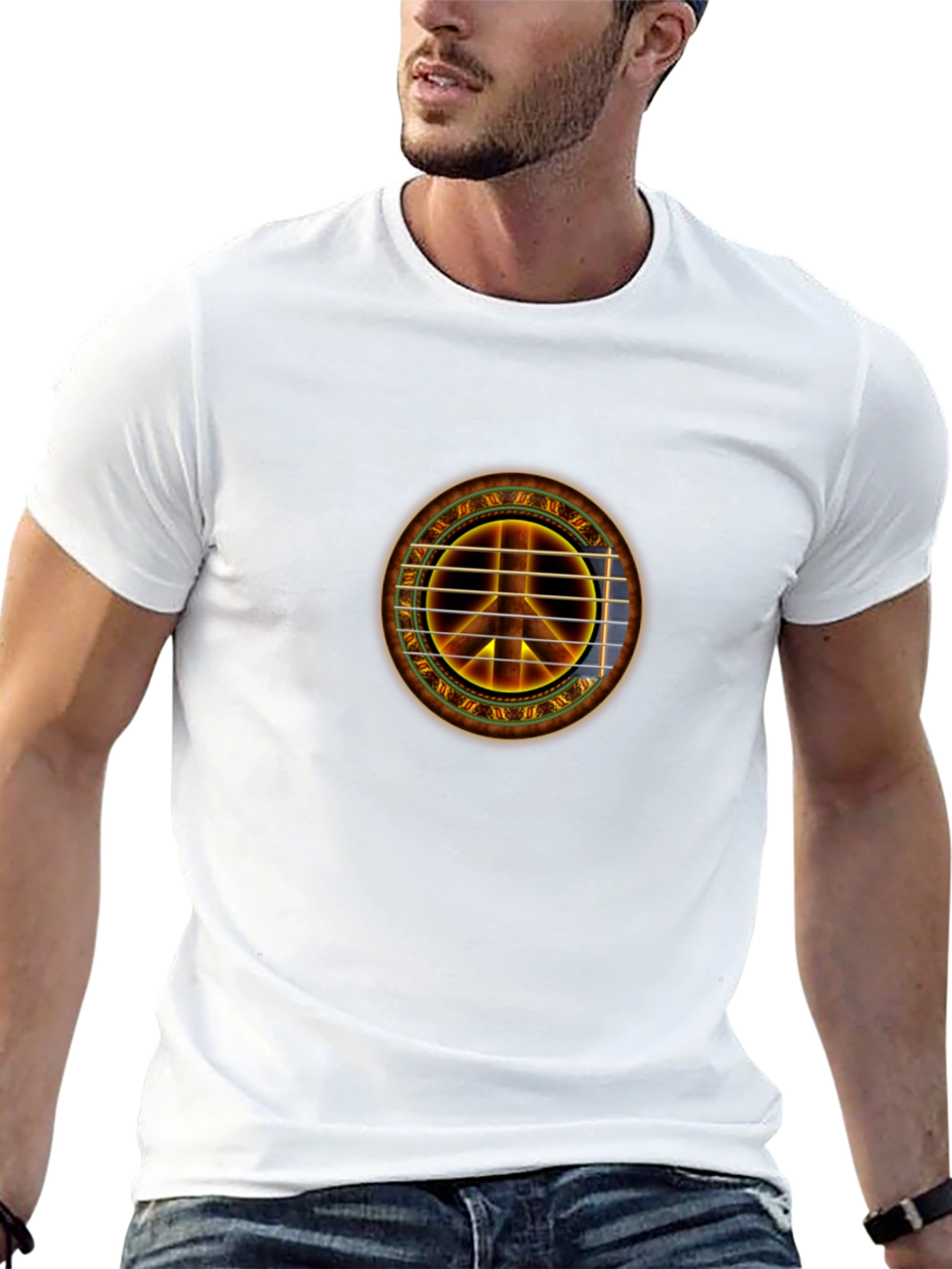 Peace Sign Guitar Soundhole T-Shirt