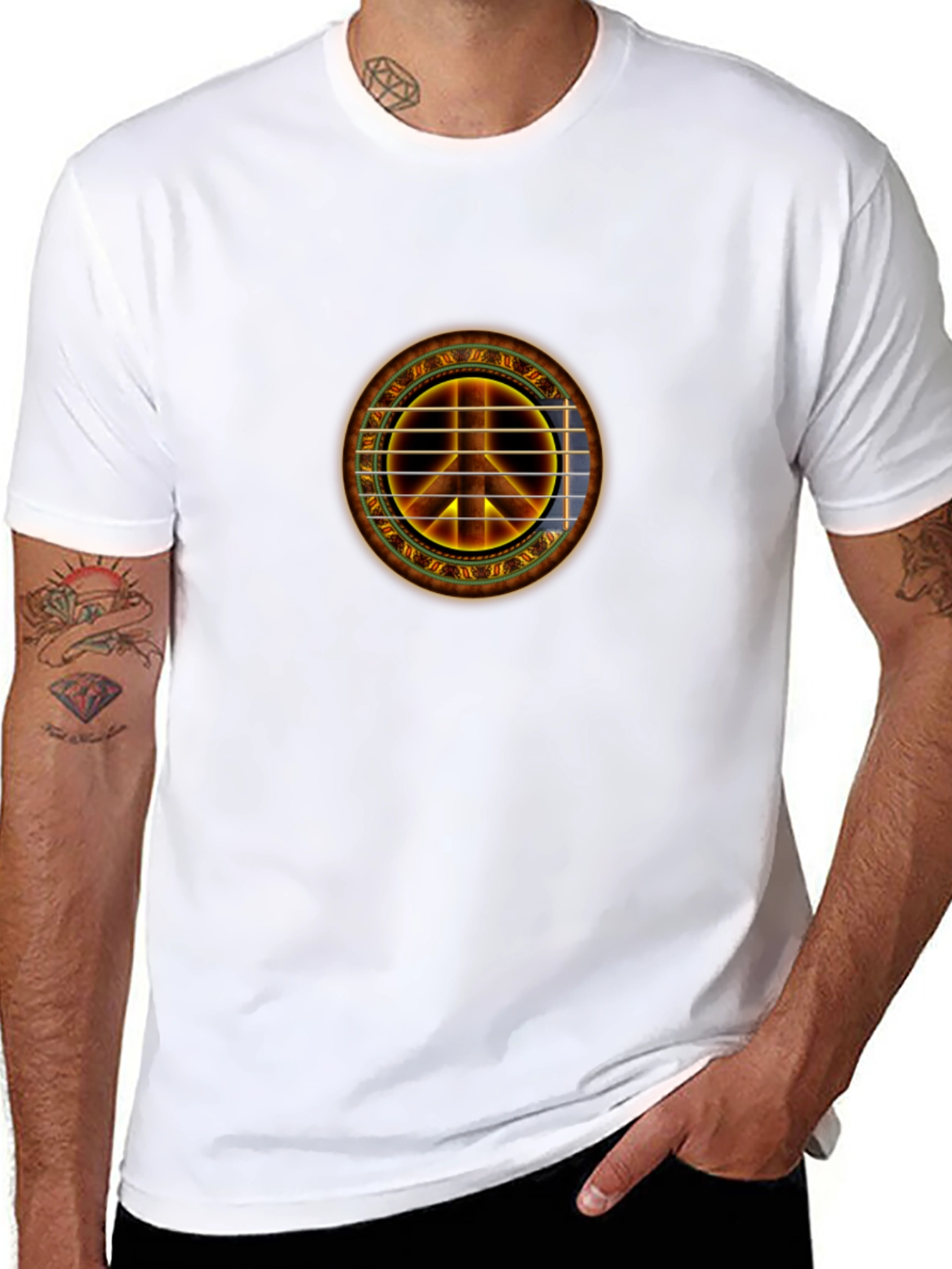 Peace Sign Guitar Soundhole T-Shirt