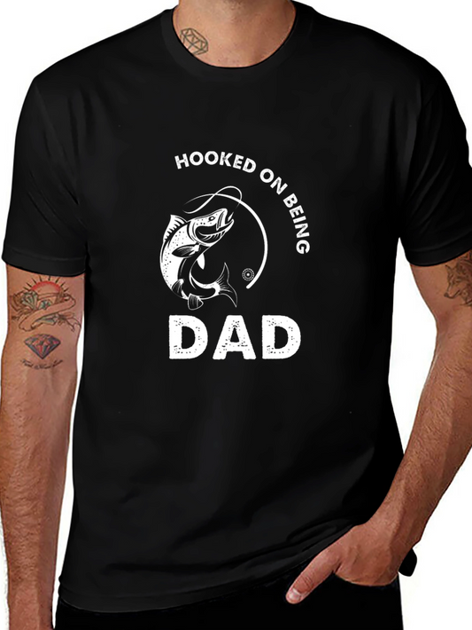 Hooked On Being Dad T-Shirt - Fishing Father Tee