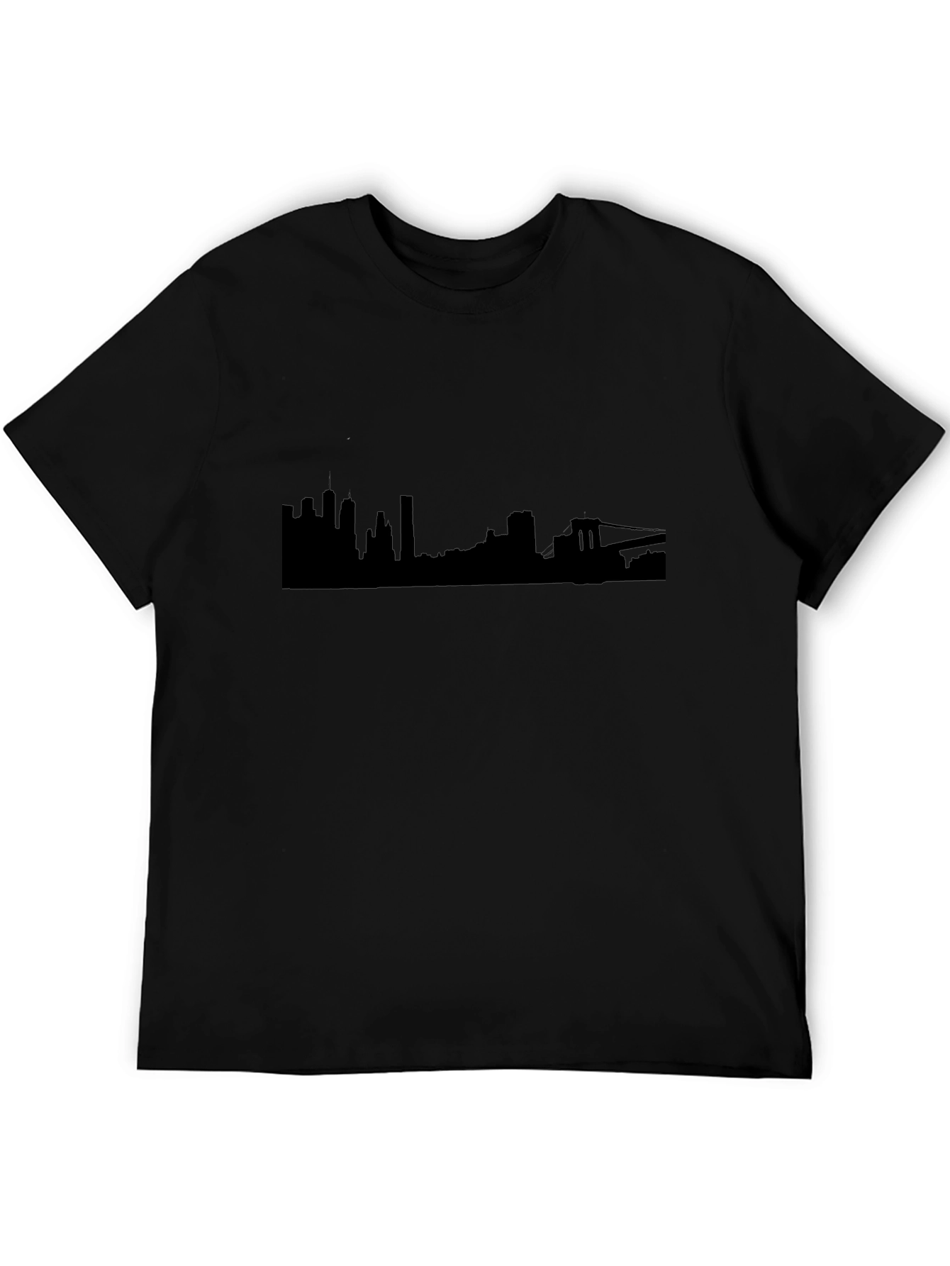 NYC Skyline Graphic Tee - Black Cotton Shirt