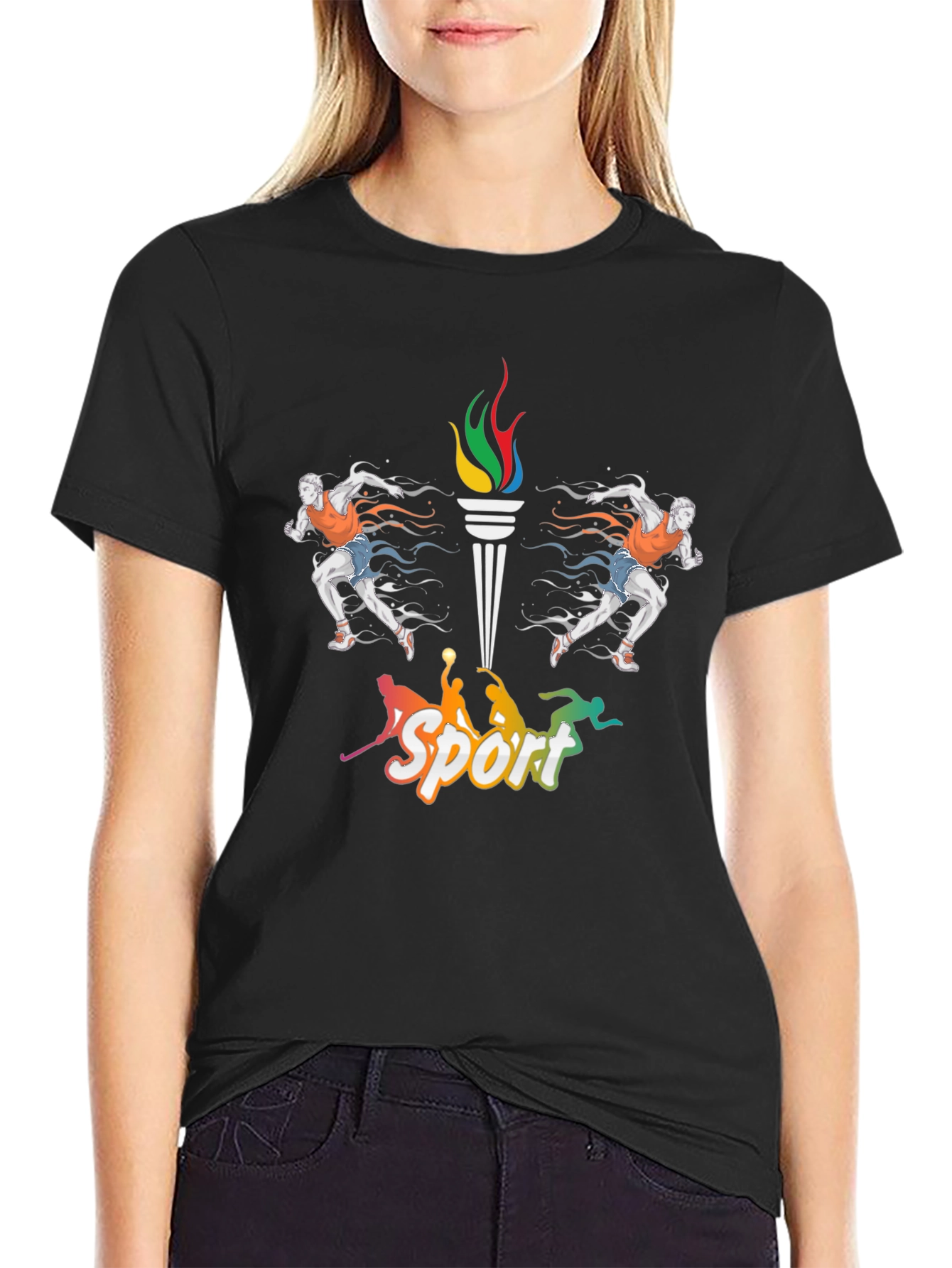 Sports Themed Graphic Tee - Unisex Black T-Shirt