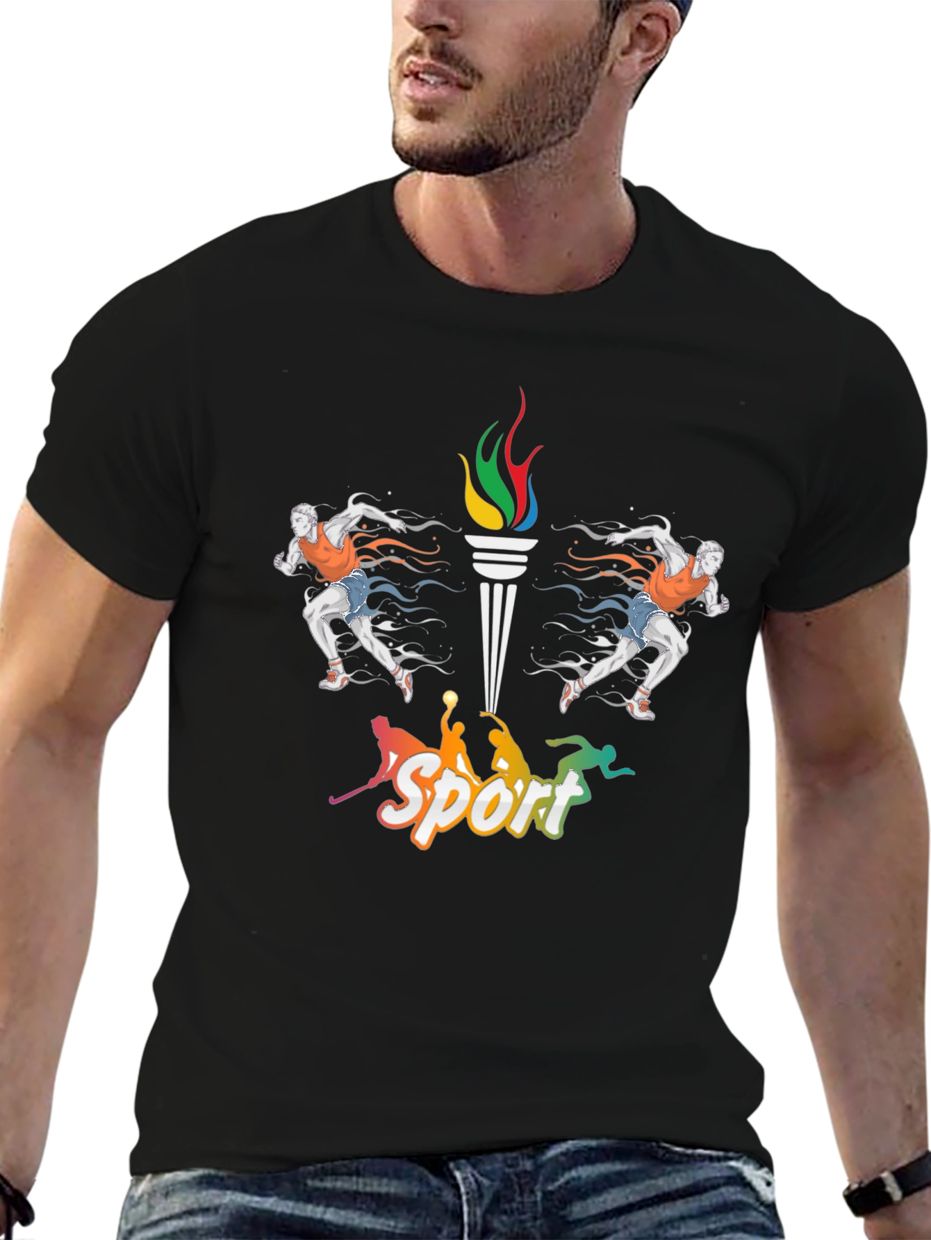Sports Themed Graphic Tee - Unisex Black T-Shirt