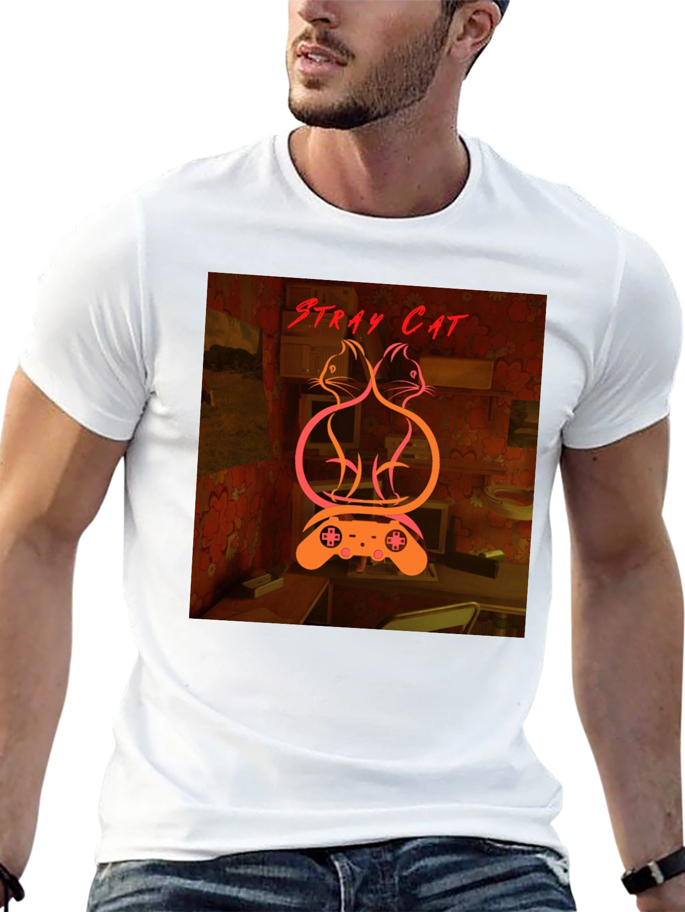 Stray Cat Graphic Tee - Gamer Style
