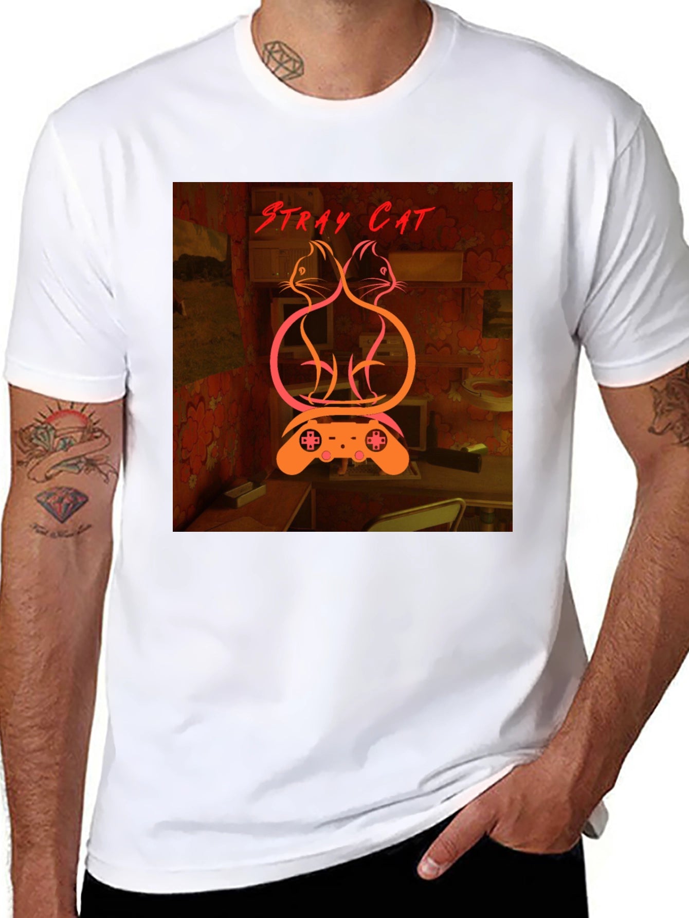 Stray Cat Graphic Tee - Gamer Style