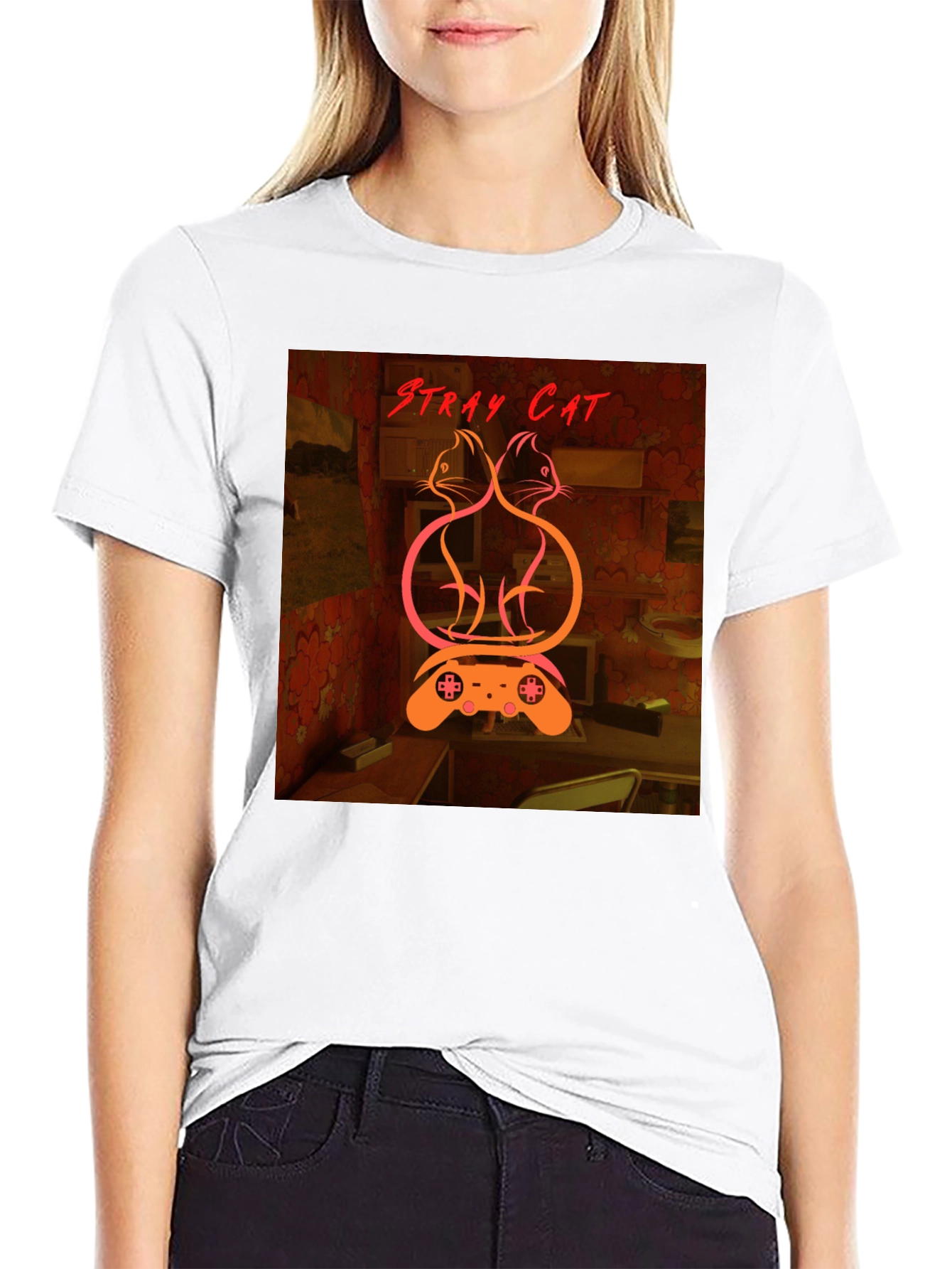 Stray Cat Graphic Tee - Gamer Style