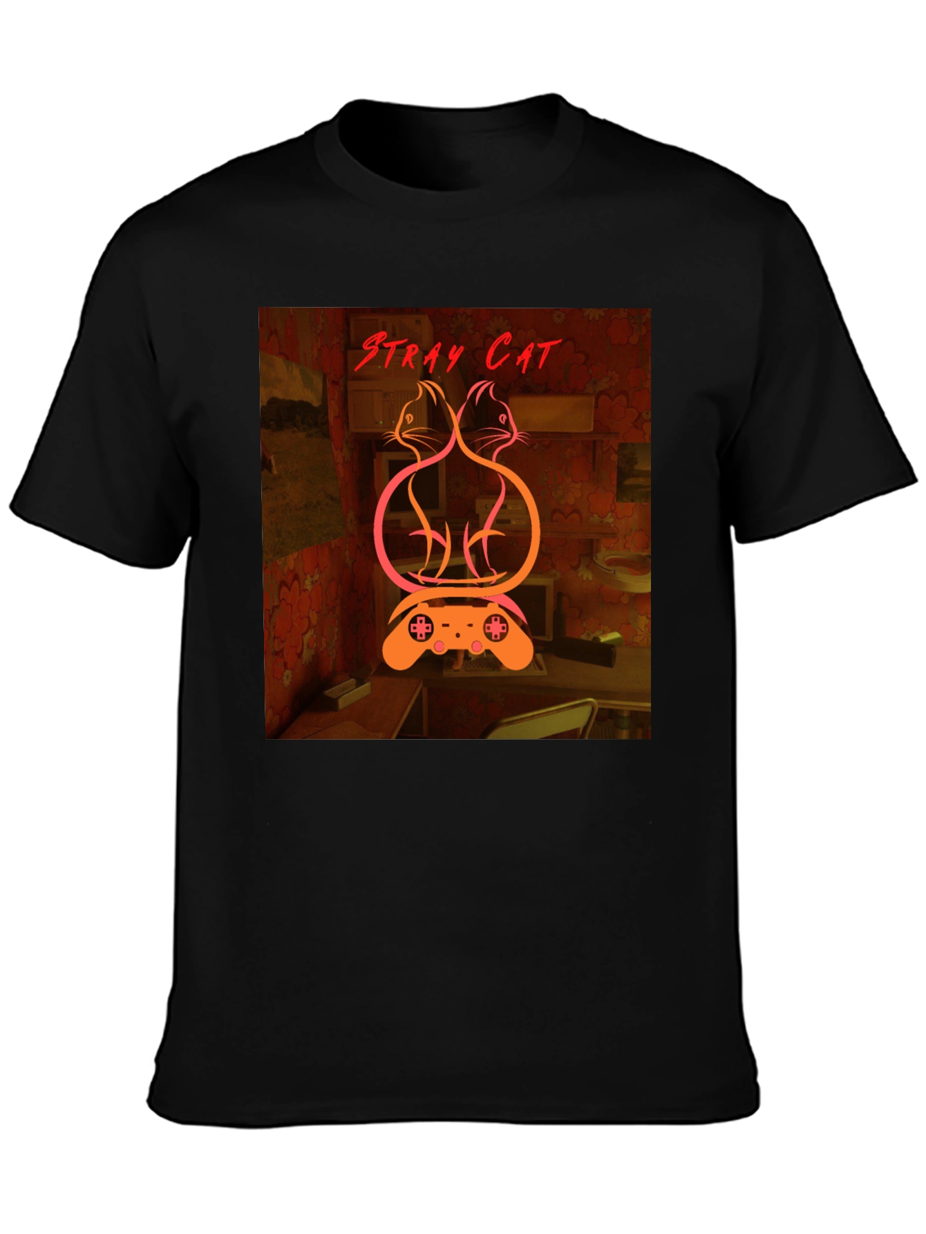 Stray Cat Graphic Tee - Gamer Style