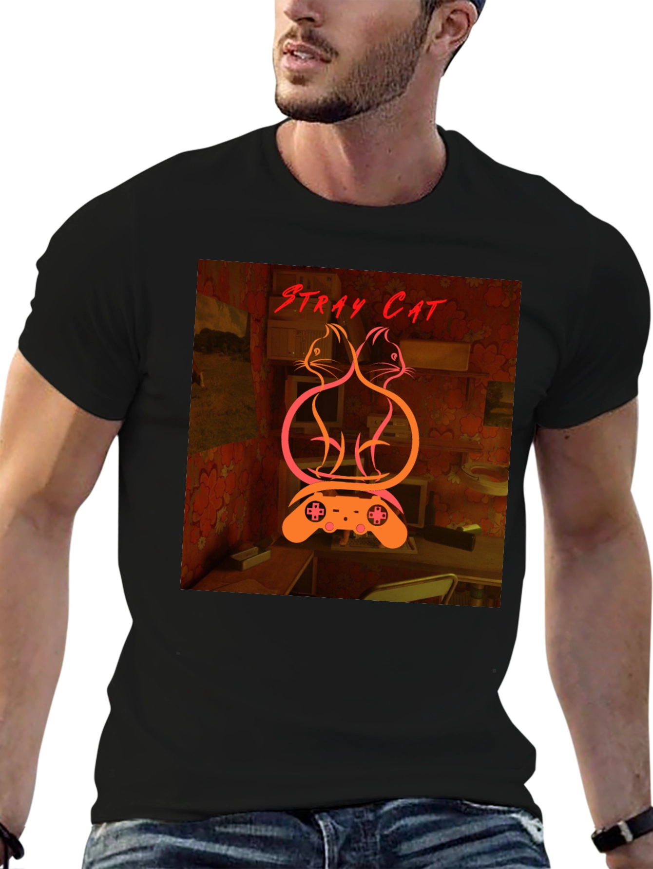 Stray Cat Graphic Tee - Gamer Style