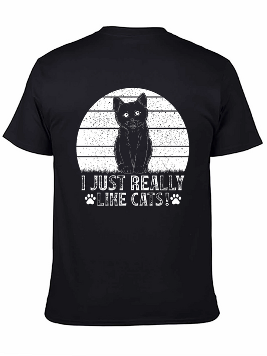 I Just Really Like Cats! Black T-Shirt