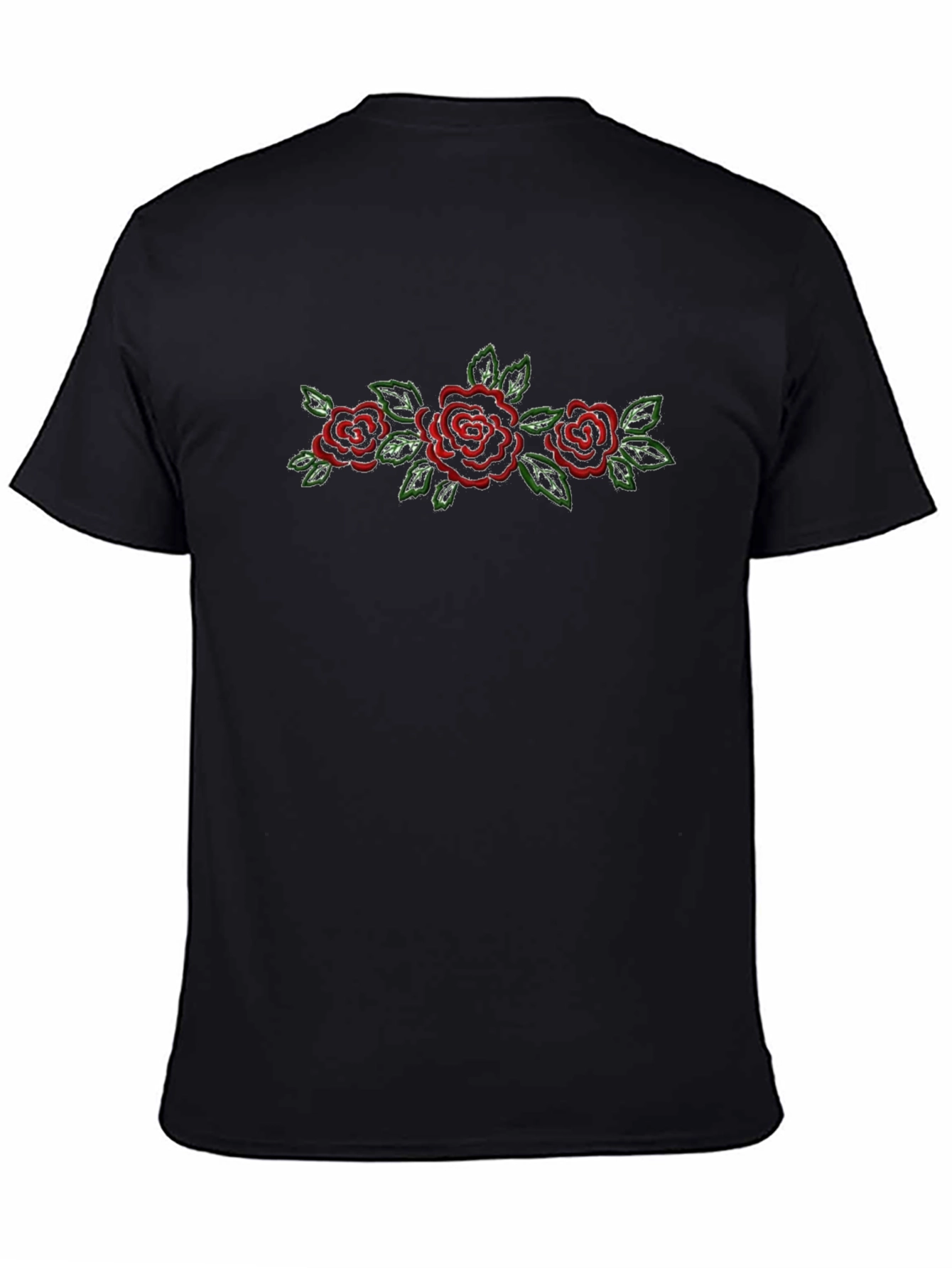 Red Rose Graphic Black T-Shirt