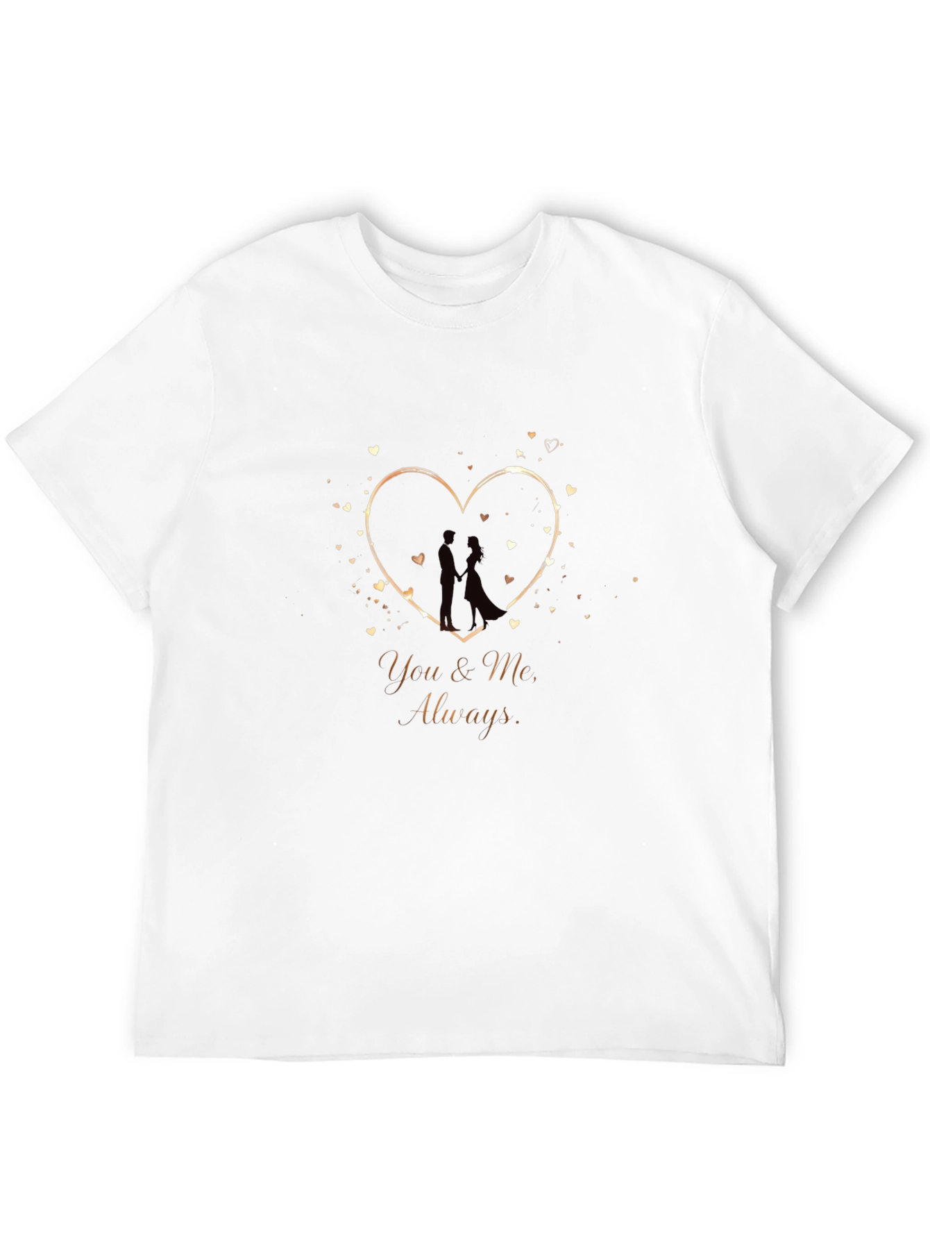 Romantic You & Me Heart Graphic Black T-Shirt