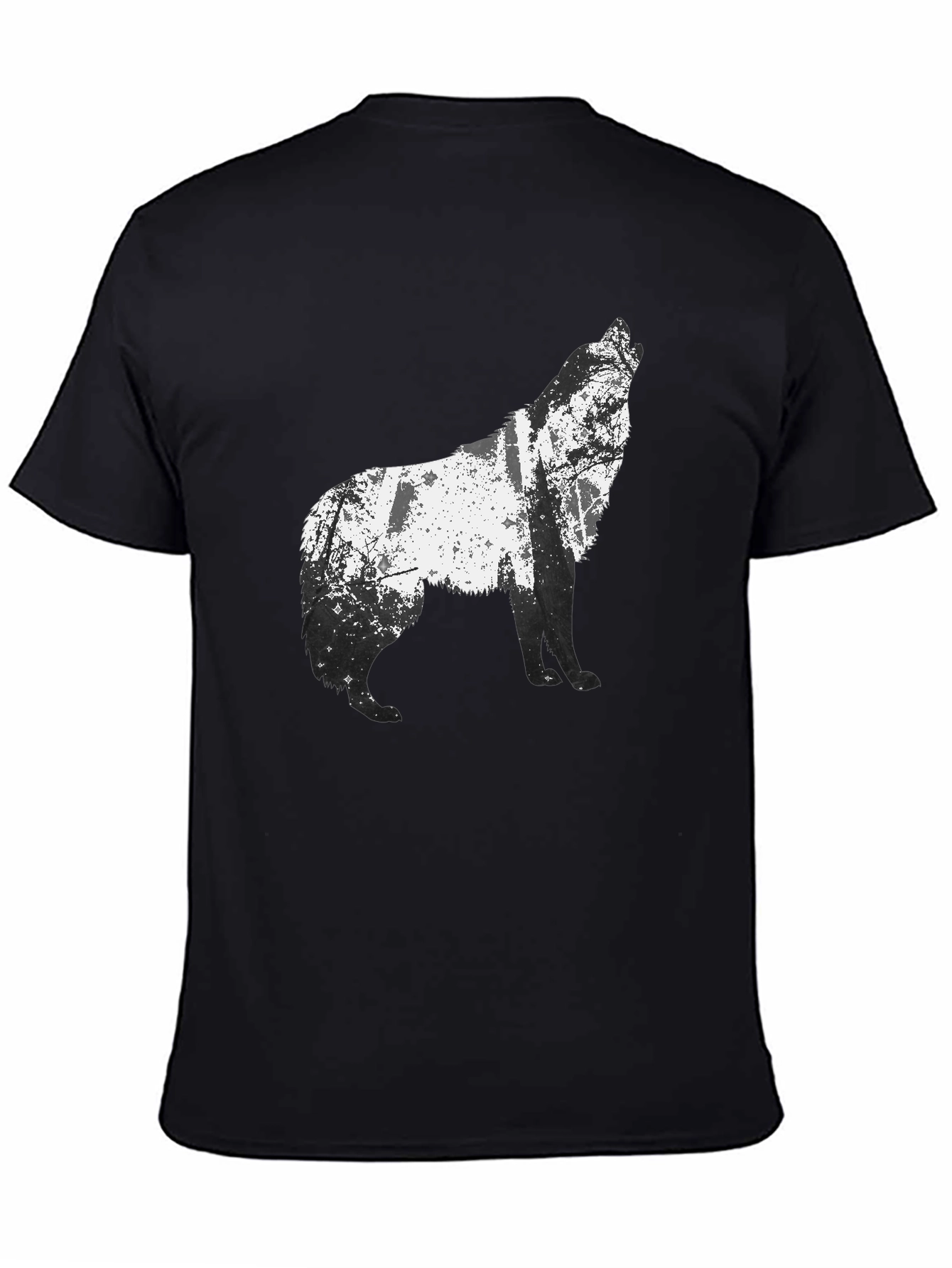 Wolf Silhouette Graphic Tee - Mens Black T-Shirt