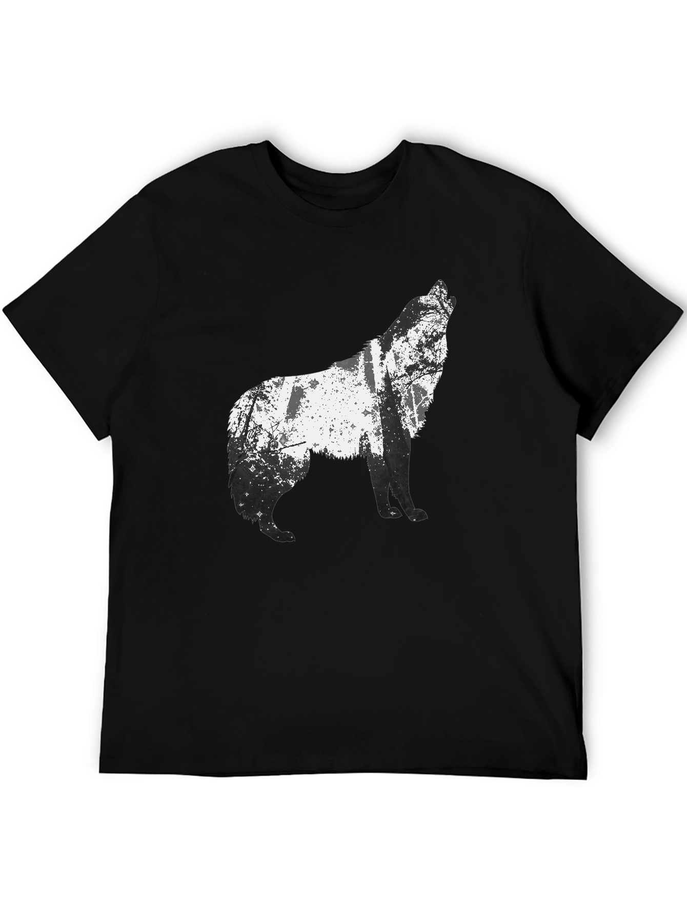 Wolf Silhouette Graphic Tee - Mens Black T-Shirt