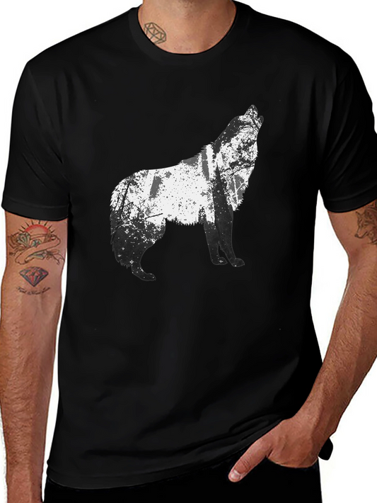 Wolf Silhouette Graphic Tee - Mens Black T-Shirt